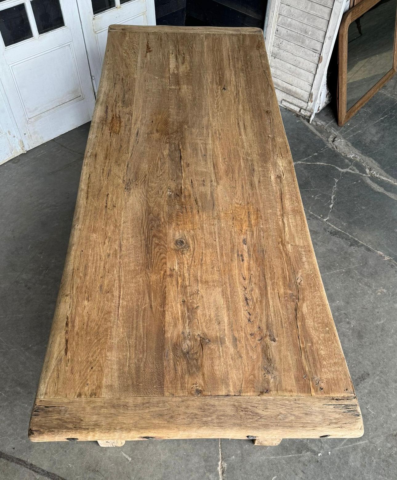 Larger Quality Bleached Oak Farmhouse Dining Table  9