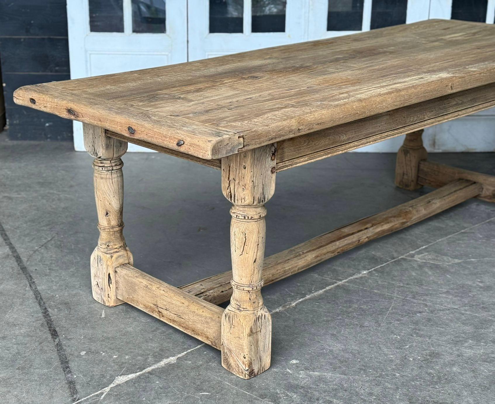 Larger Quality Bleached Oak Farmhouse Dining Table  11