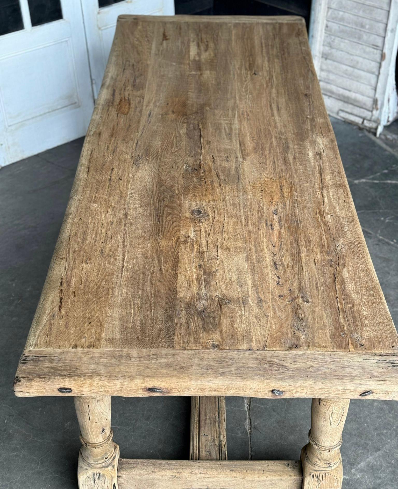 Larger Quality Bleached Oak Farmhouse Dining Table  12