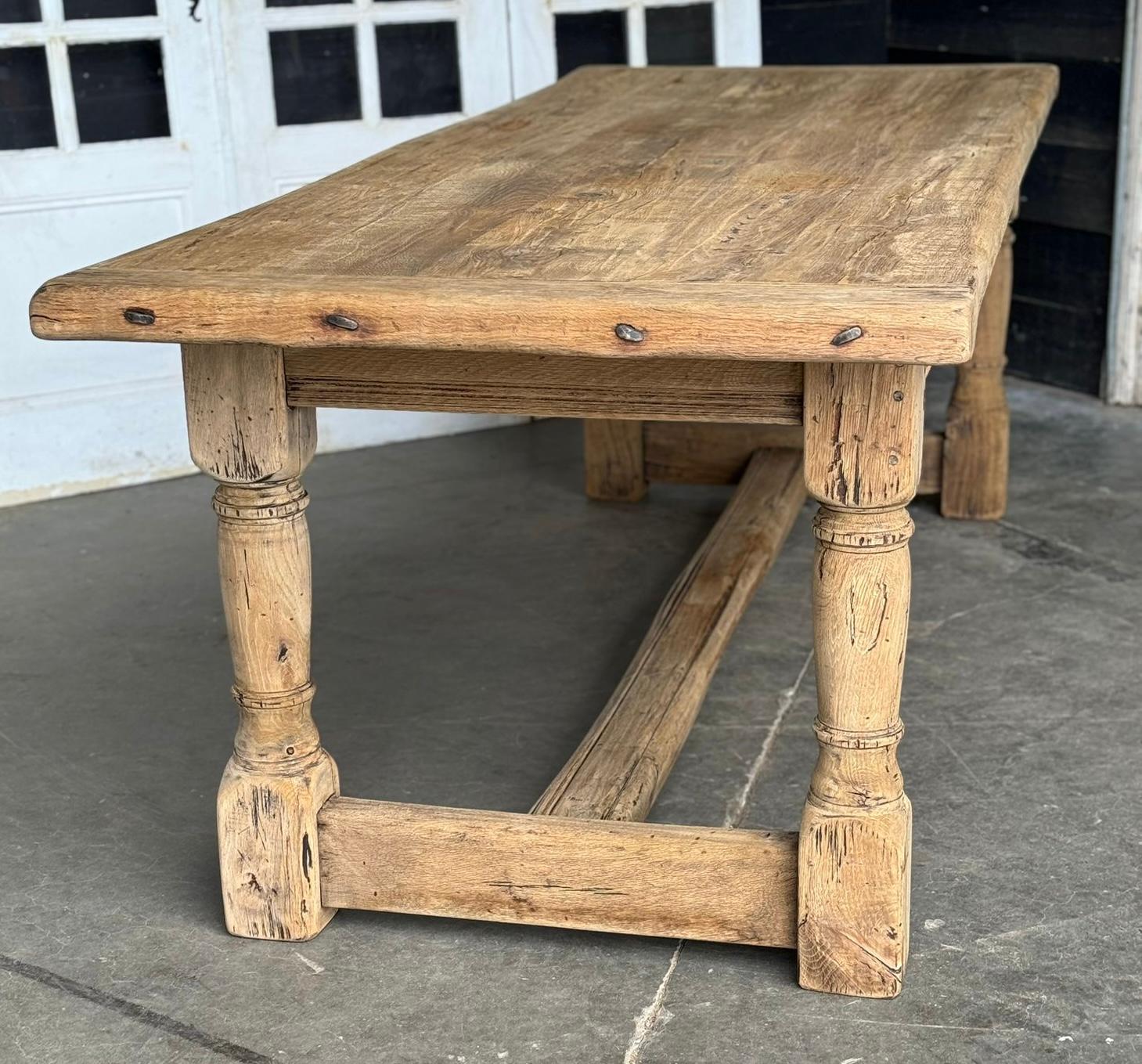 Larger Quality Bleached Oak Farmhouse Dining Table  14