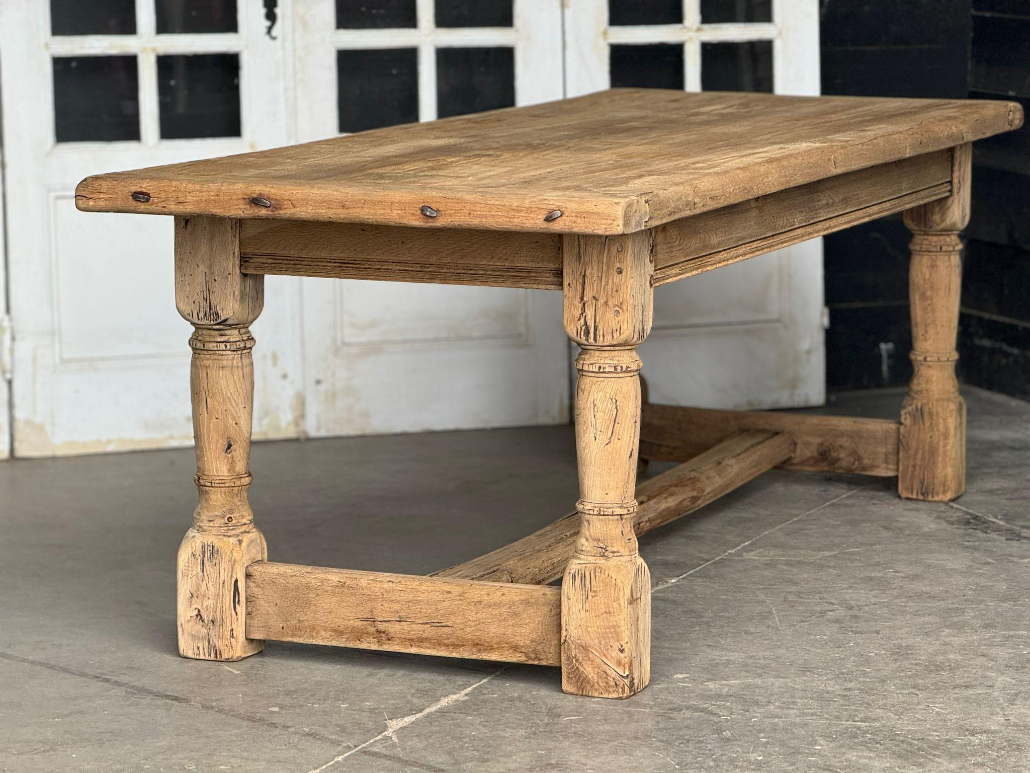 British Larger Quality Bleached Oak Farmhouse Dining Table 