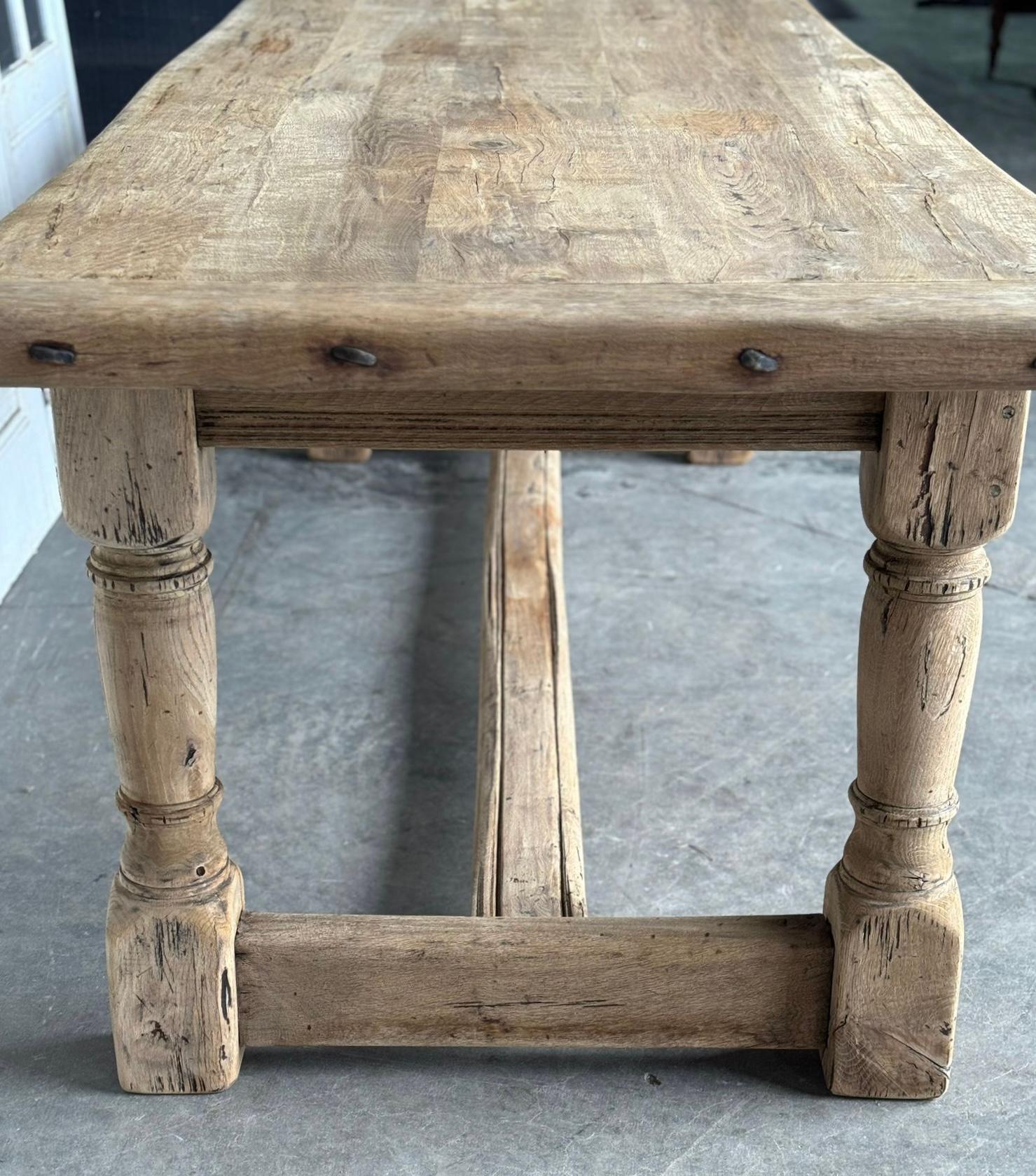 Larger Quality Bleached Oak Farmhouse Dining Table  2