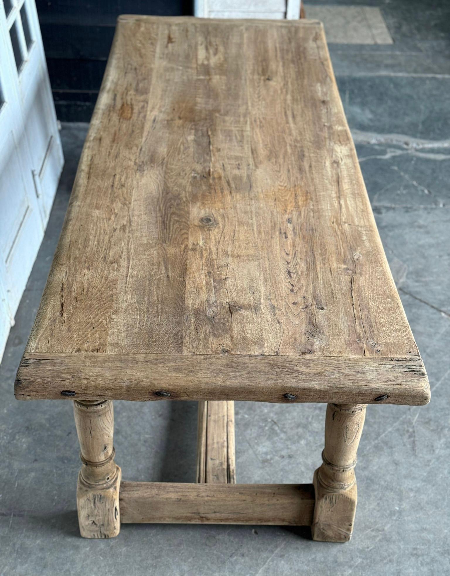 Larger Quality Bleached Oak Farmhouse Dining Table  3