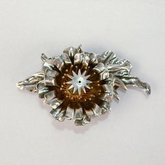 Larger Retro Hawaiian Honolulu Sterling Silver Floy Mercer Flower Brooch