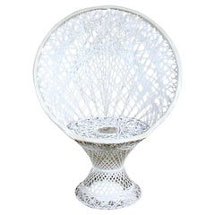 Larger Russell Woodard Off White Spun Fiberglass "Peacock" Chair, 1950s