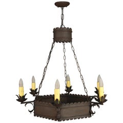 Larger Scale Spanish Revival Iron Chandelier