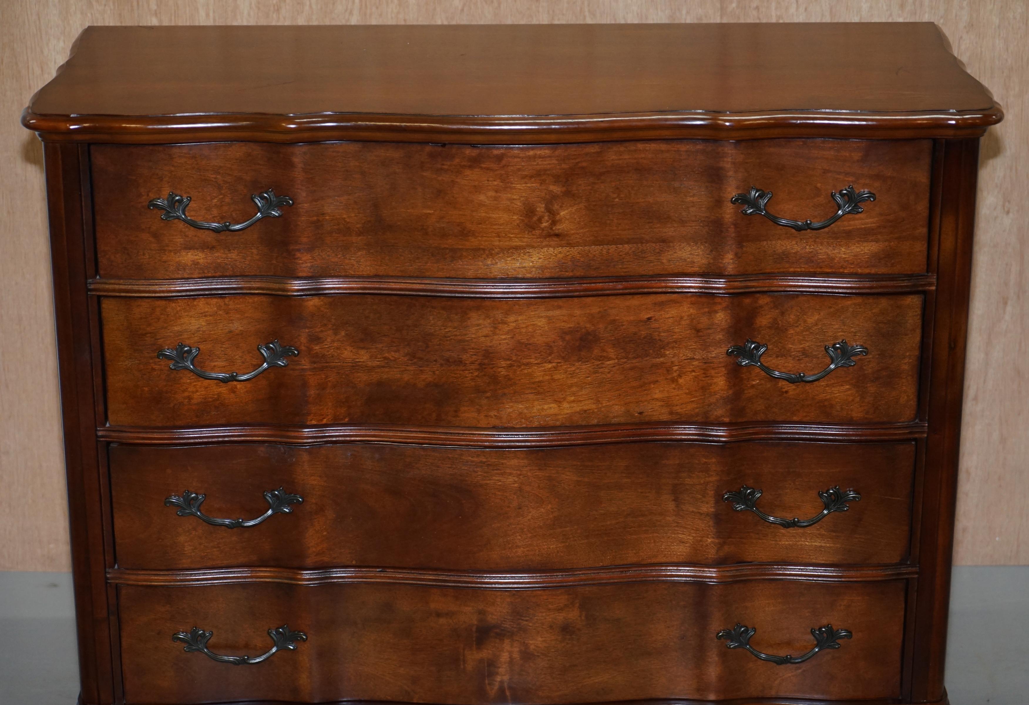 Hand-Crafted Larger Serpentine Fronted Ralph Lauren American Hardwood Chest of Drawers