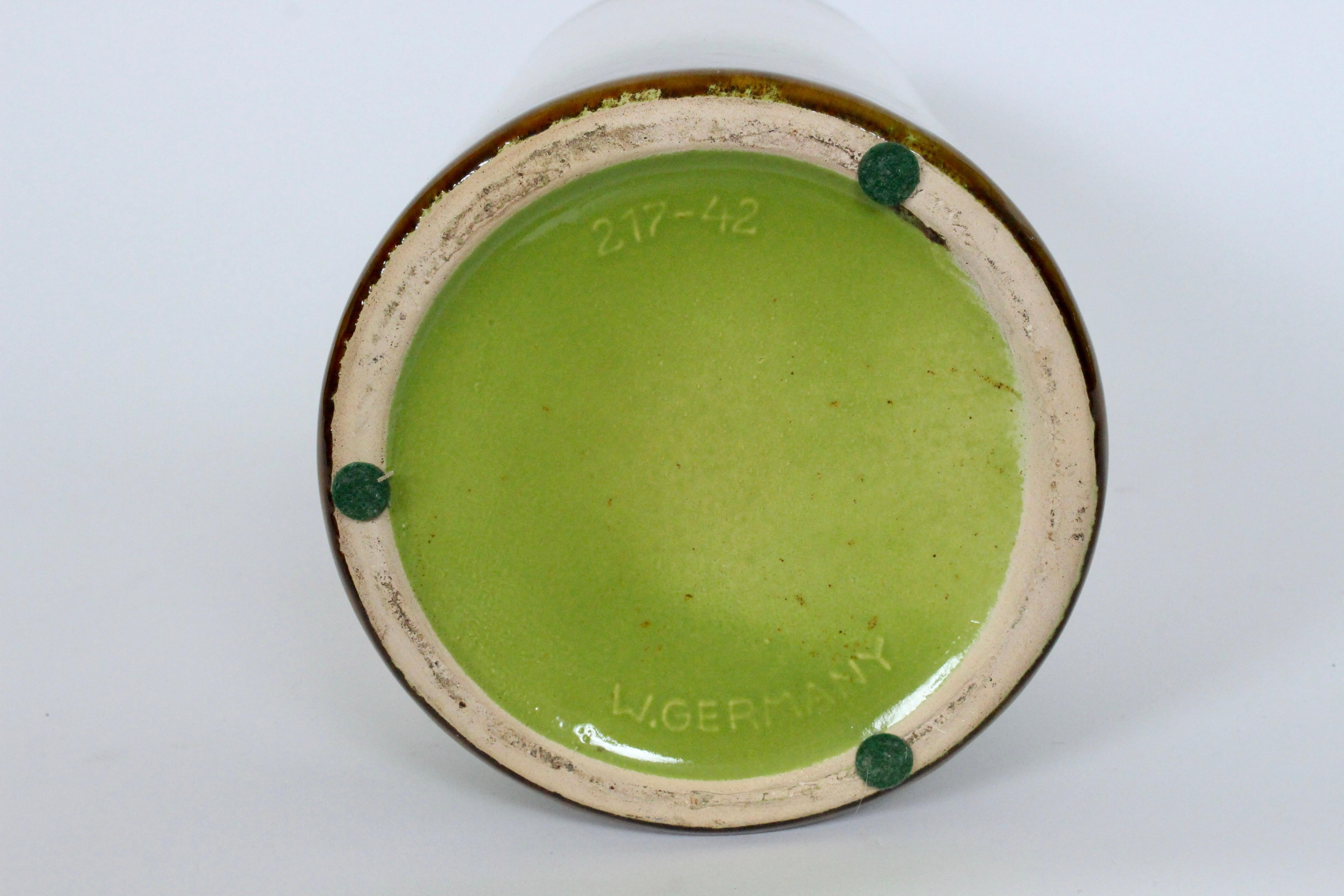 Larger Sheurlich Keramik Spring Green & Oatmeal Art Pottery Vase, 1950's 3