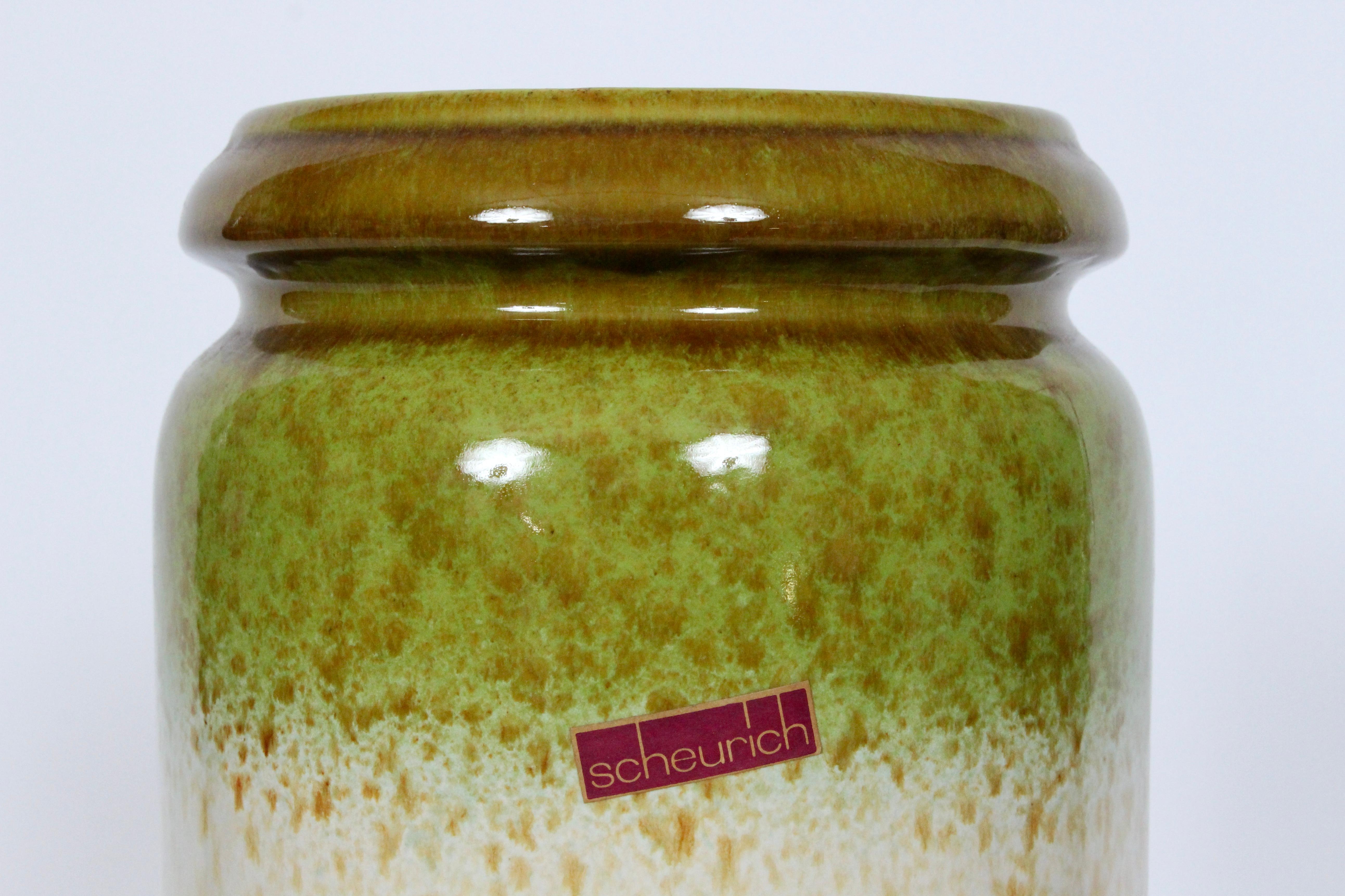 Larger Sheurlich Keramik Spring Green & Oatmeal Art Pottery Vase, 1950's In Good Condition In Bainbridge, NY