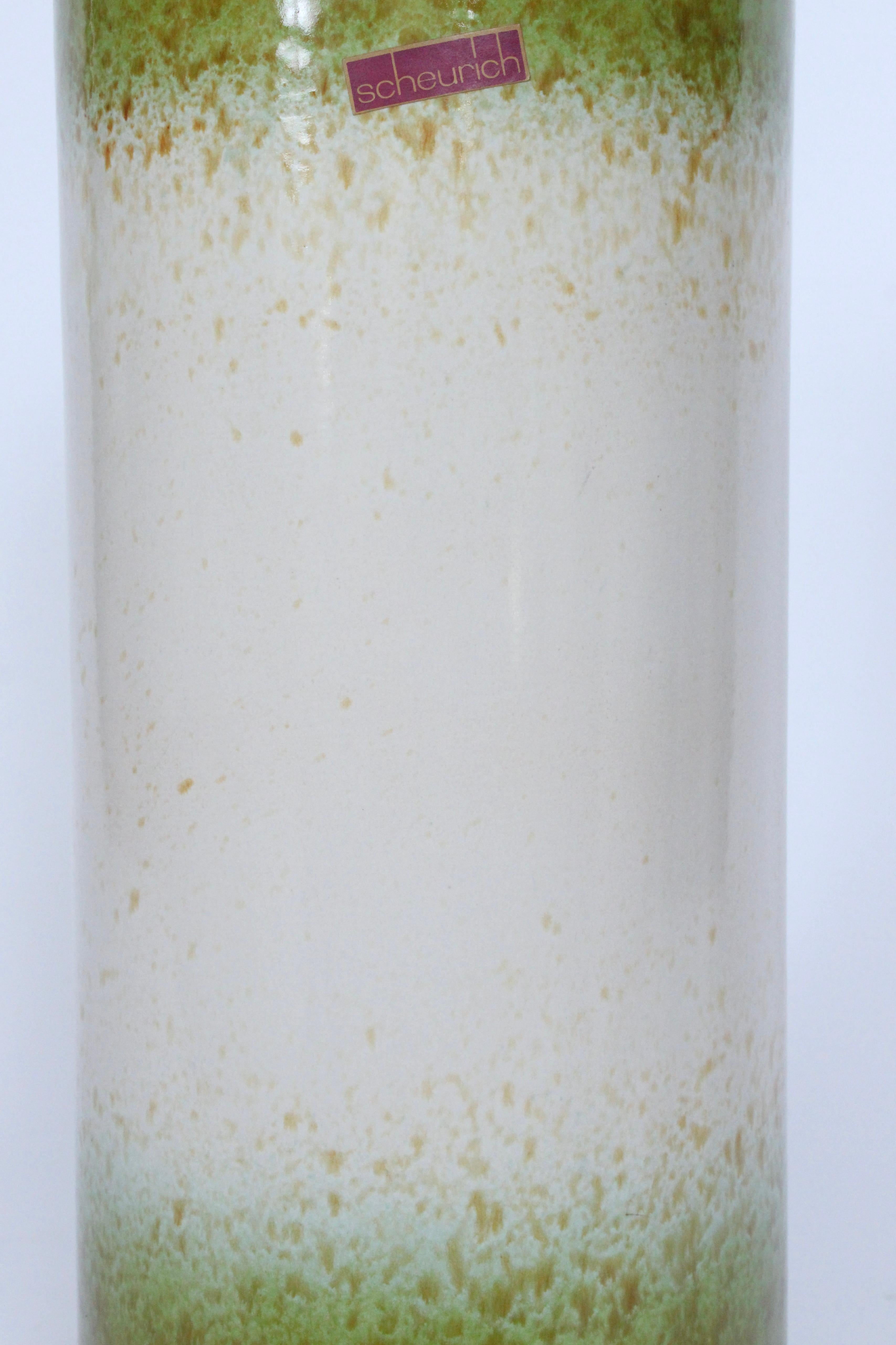 Mid-20th Century Larger Sheurlich Keramik Spring Green & Oatmeal Art Pottery Vase, 1950's