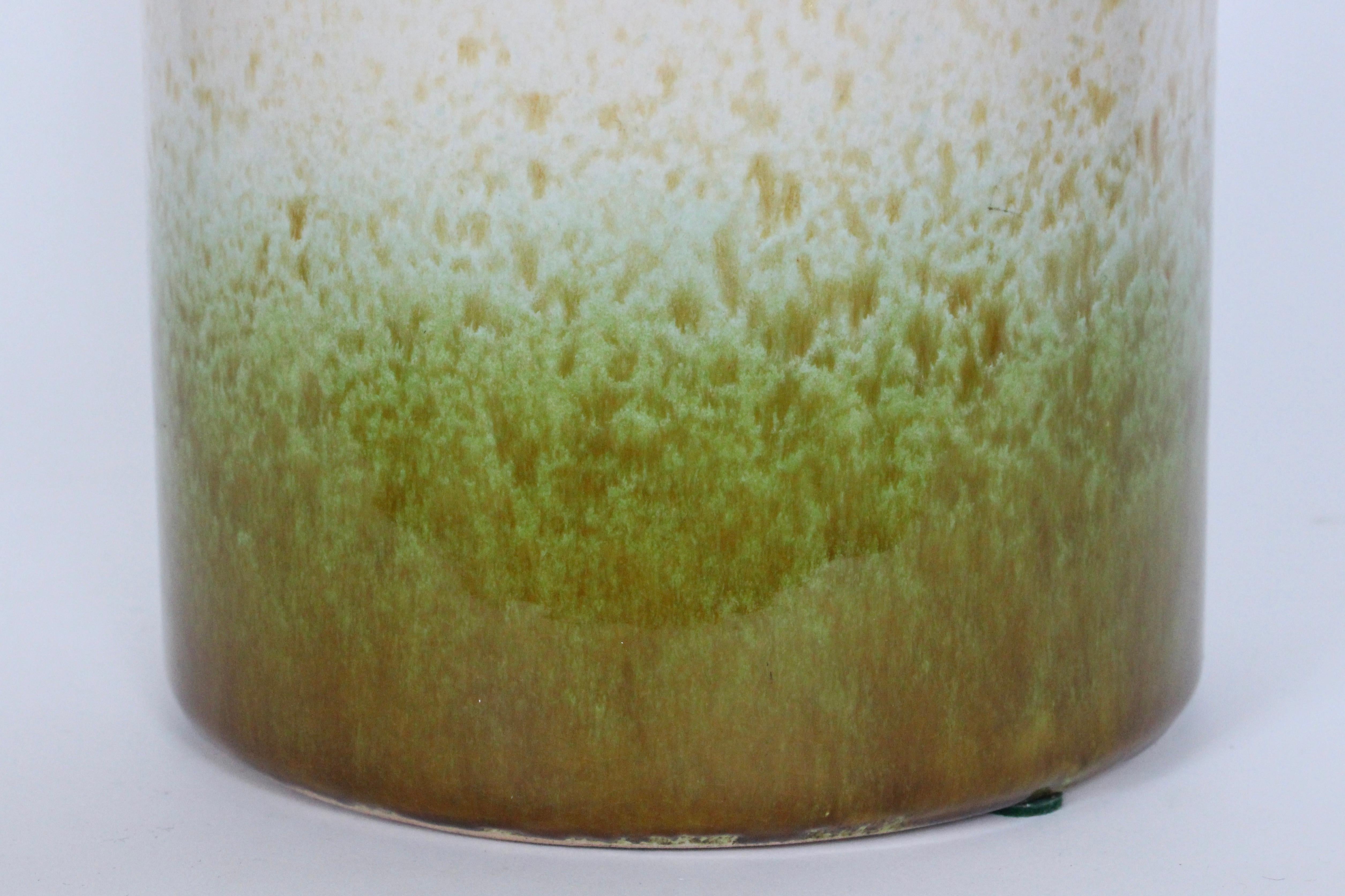 Larger Sheurlich Keramik Spring Green & Oatmeal Art Pottery Vase, 1950's 1