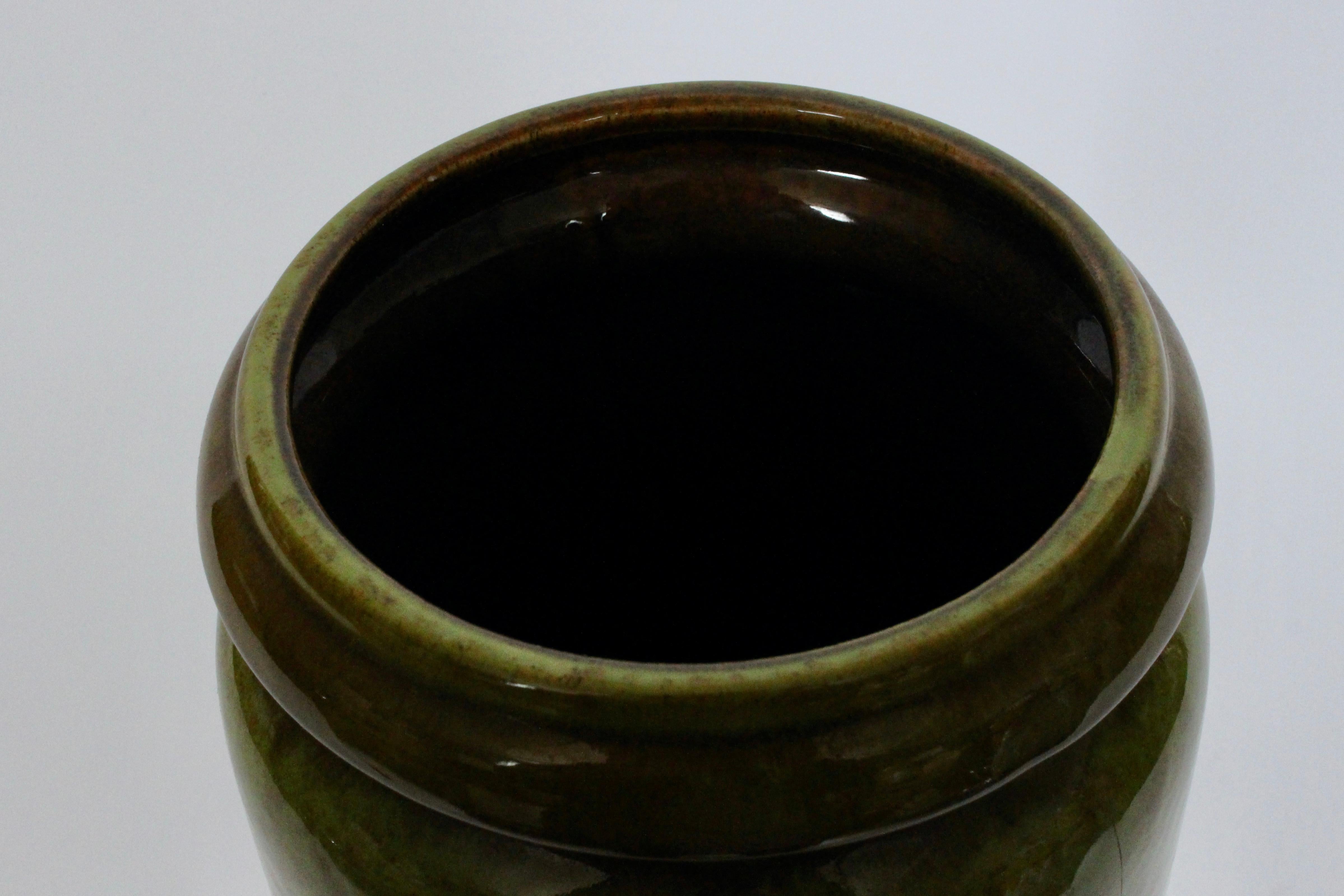 Larger Sheurlich Keramik Spring Green & Oatmeal Art Pottery Vase, 1950's 2