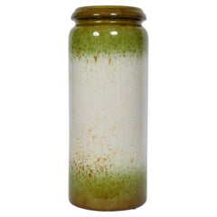 Vintage Larger Sheurlich Keramik Spring Green & Oatmeal Art Pottery Vase, 1950's