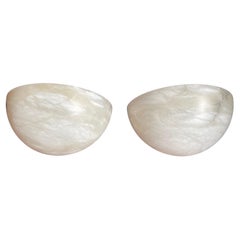 Larger Than Average, Mint & Timeless Pair of Art Deco St. Alabaster Wall Sconces