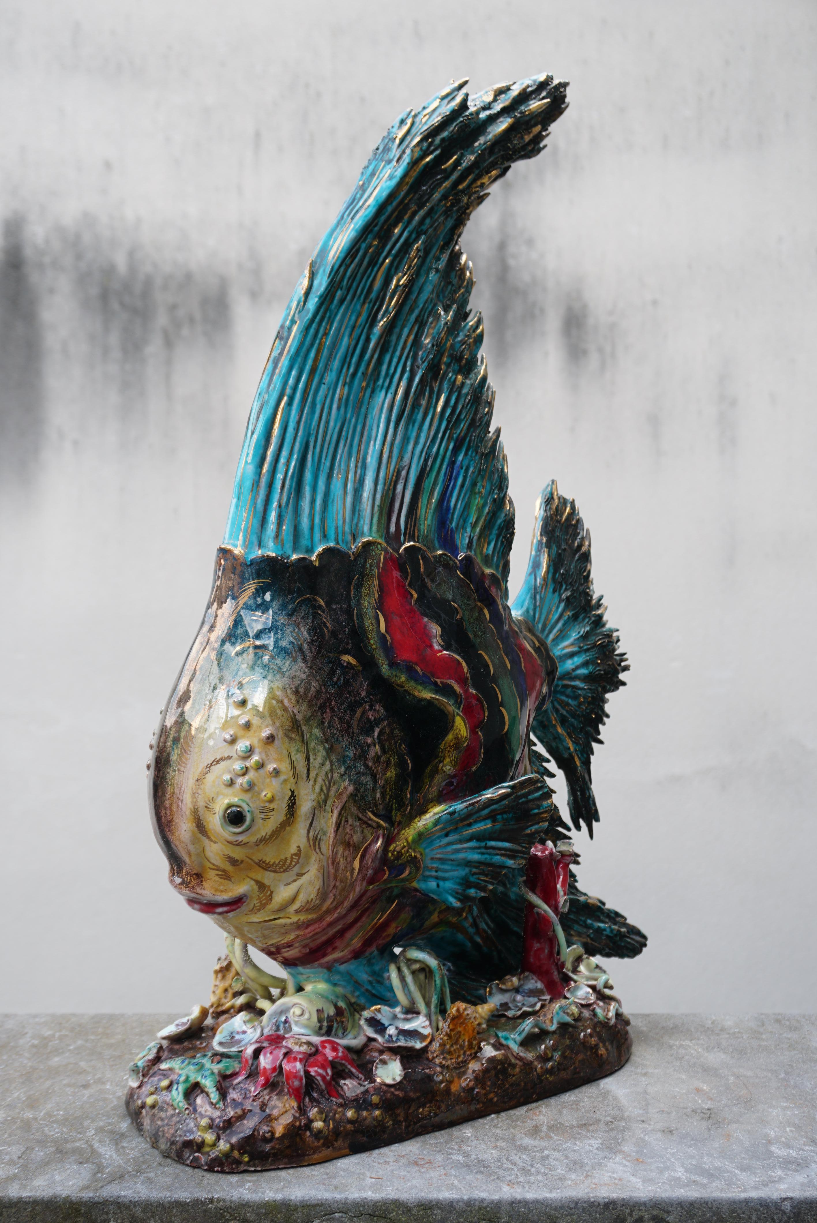 Hollywood Regency Larger than Life Figural Fish Lamp by E. Pattarino for Marbro For Sale