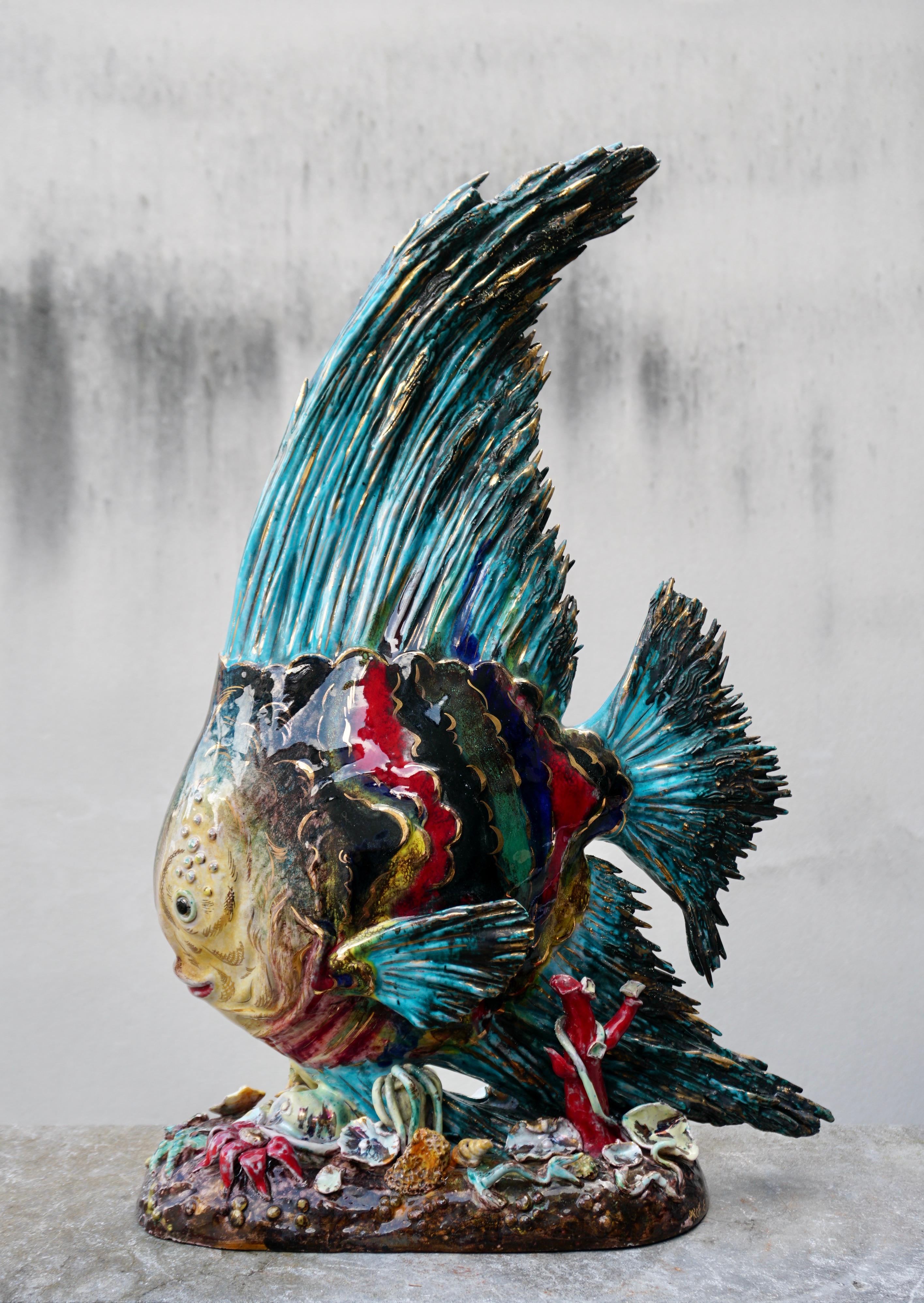 Italian Larger than Life Figural Fish Lamp by E. Pattarino for Marbro For Sale