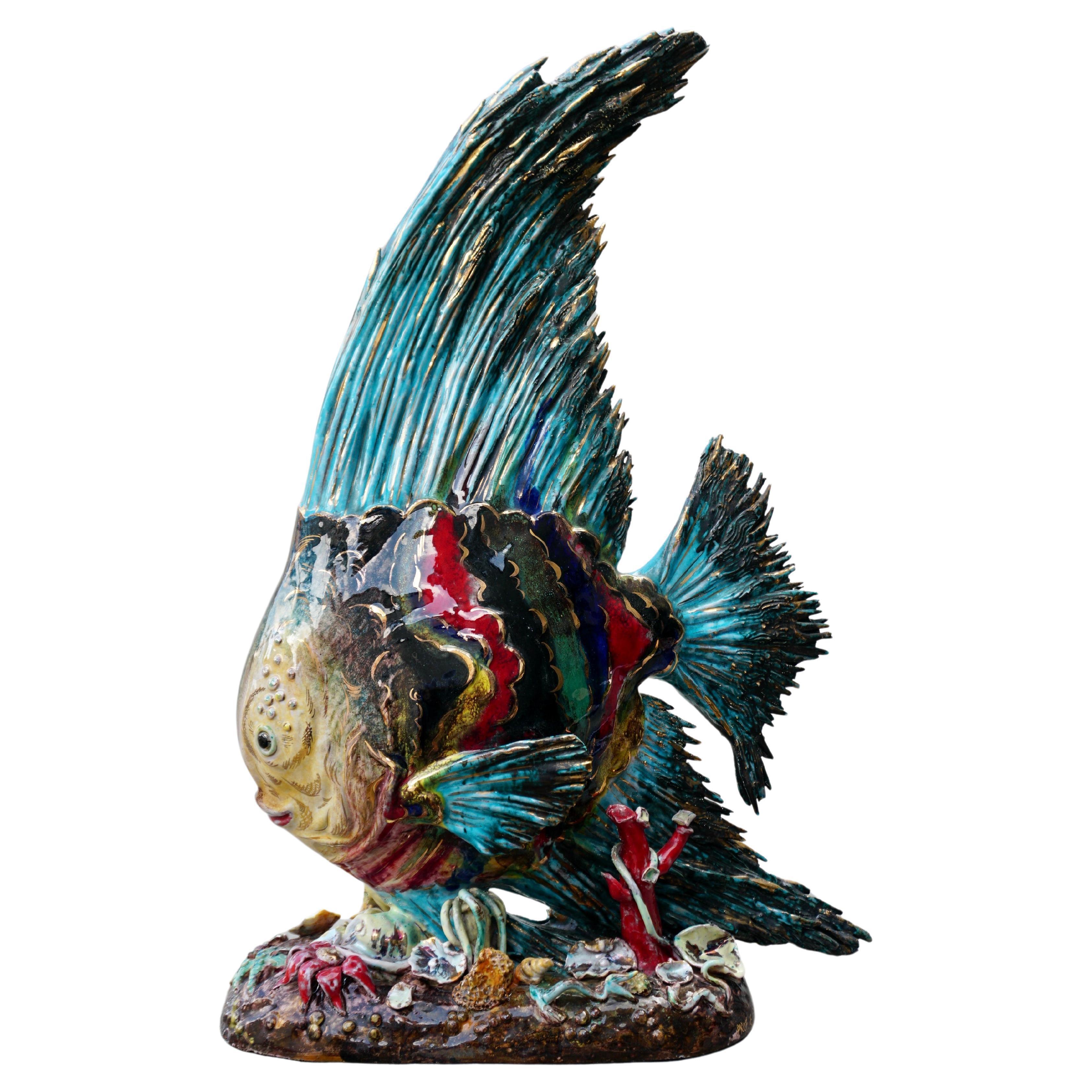 Smaltato Lampada a forma di pesce più grande della vita di E. Pattarino per Marbro in vendita