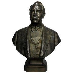 Patinierte Bronzebüste des Präsidenten William H. Taft aus dem jüngeren Lebensalter