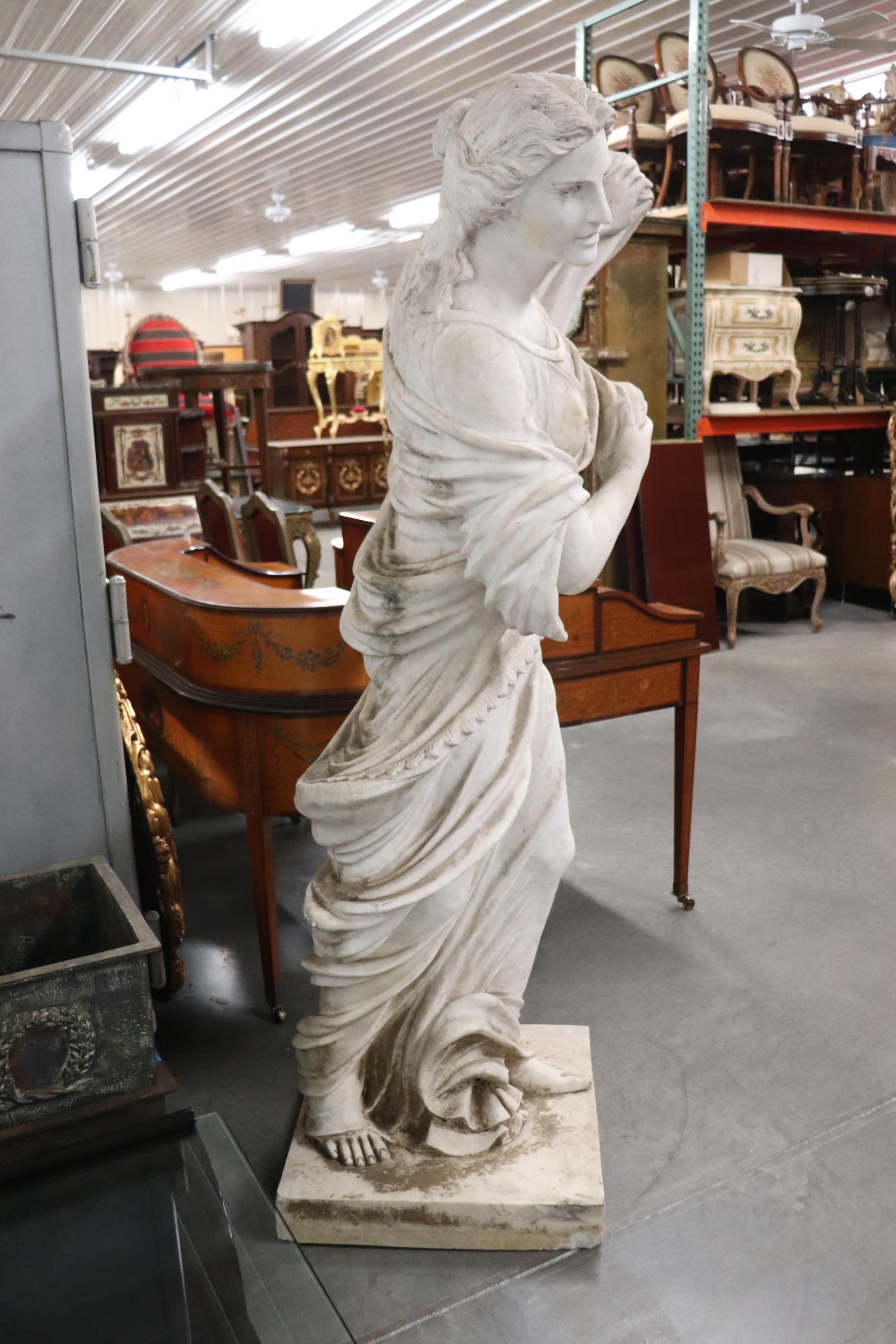 Classical Greek Larger than Lifesize Carved Victorian Era Italian Marble Statue of a Maiden 