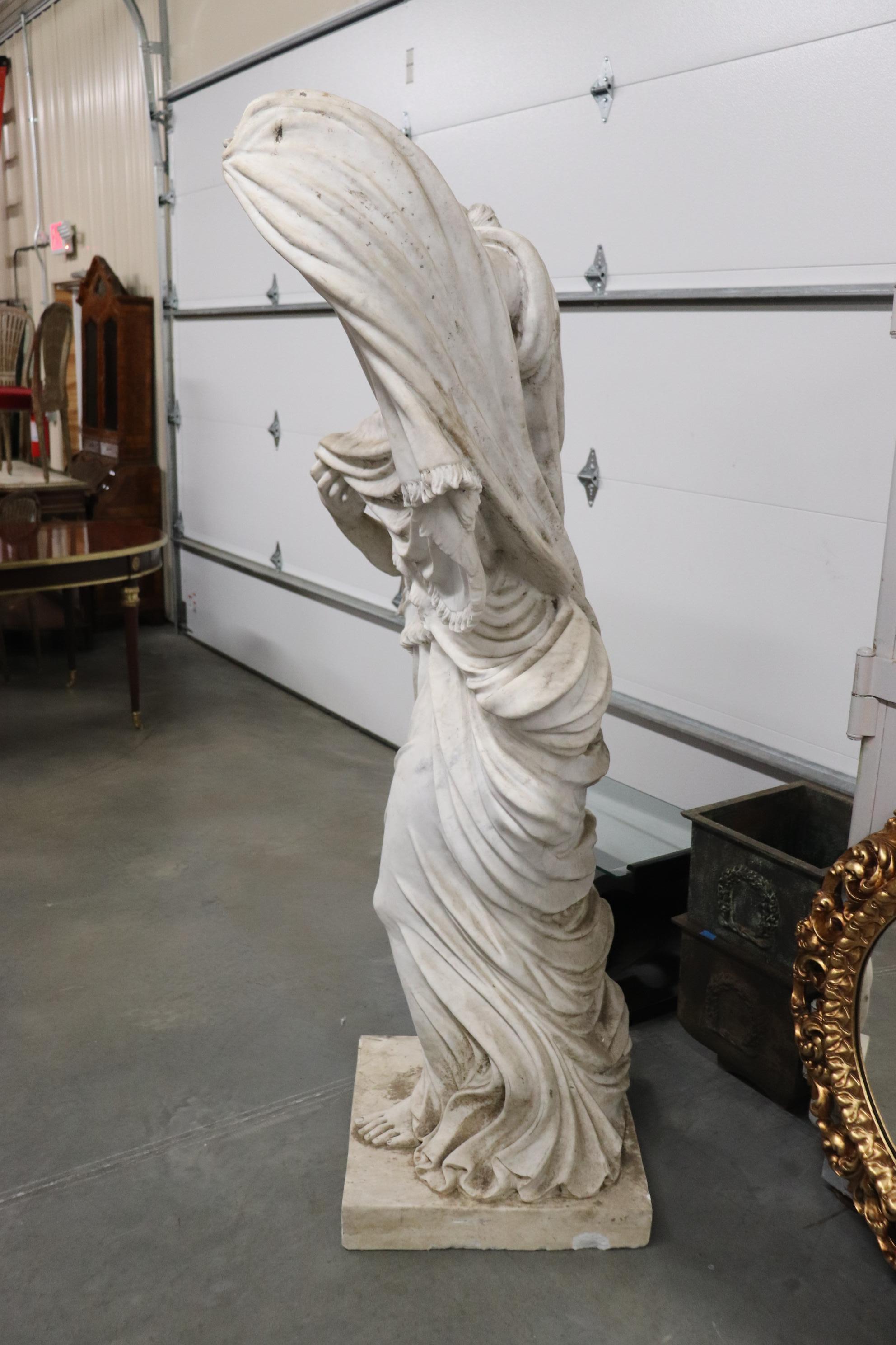 Larger than Lifesize Carved Victorian Era Italian Marble Statue of a Maiden  In Good Condition In Swedesboro, NJ