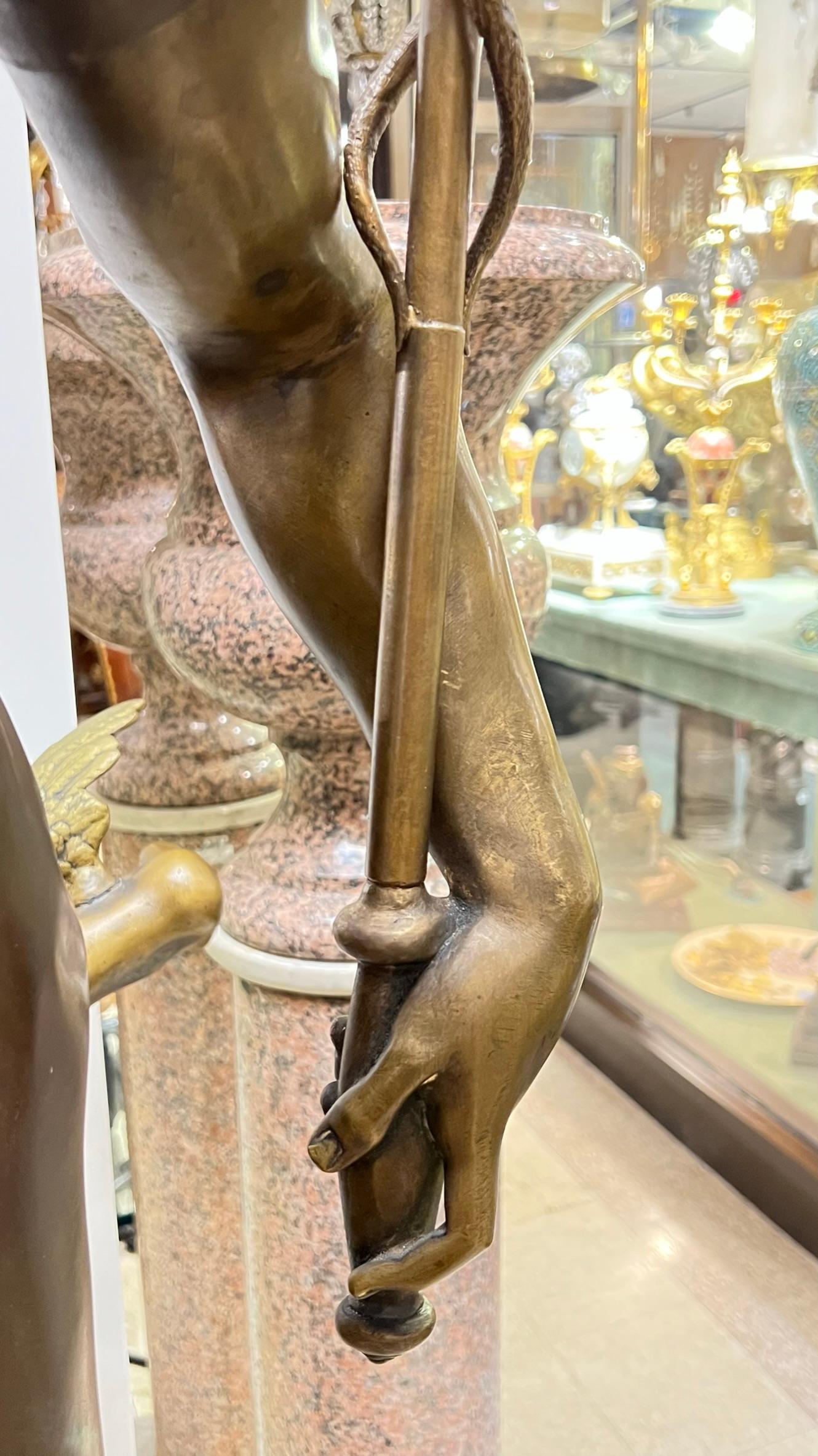 Großer als lebensgroße Grand Tour Bronze-Quecksilberglasstatue Mercury-Statue nach Giambologna (Italienisch) im Angebot