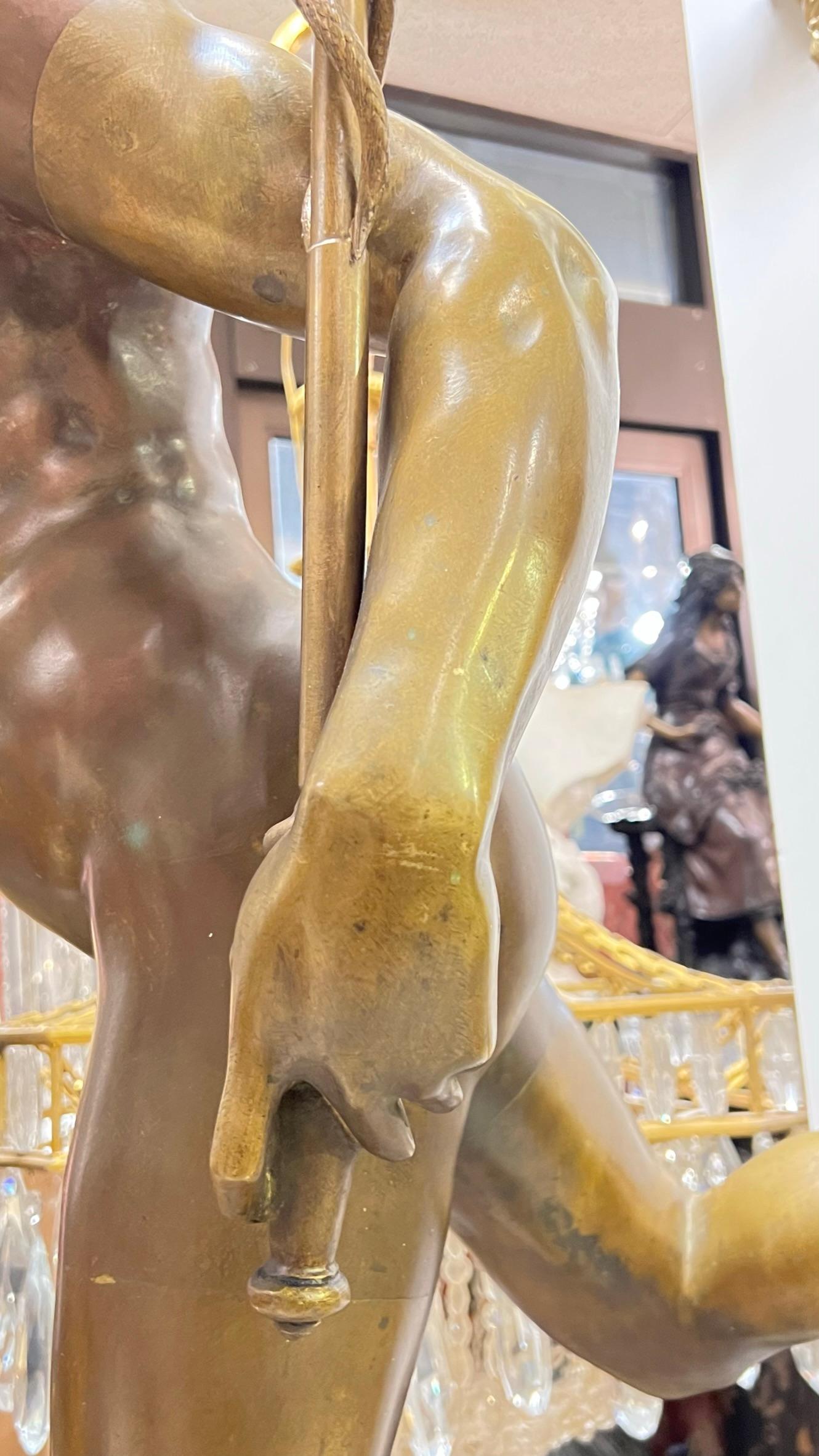 Großer als lebensgroße Grand Tour Bronze-Quecksilberglasstatue Mercury-Statue nach Giambologna (19. Jahrhundert) im Angebot