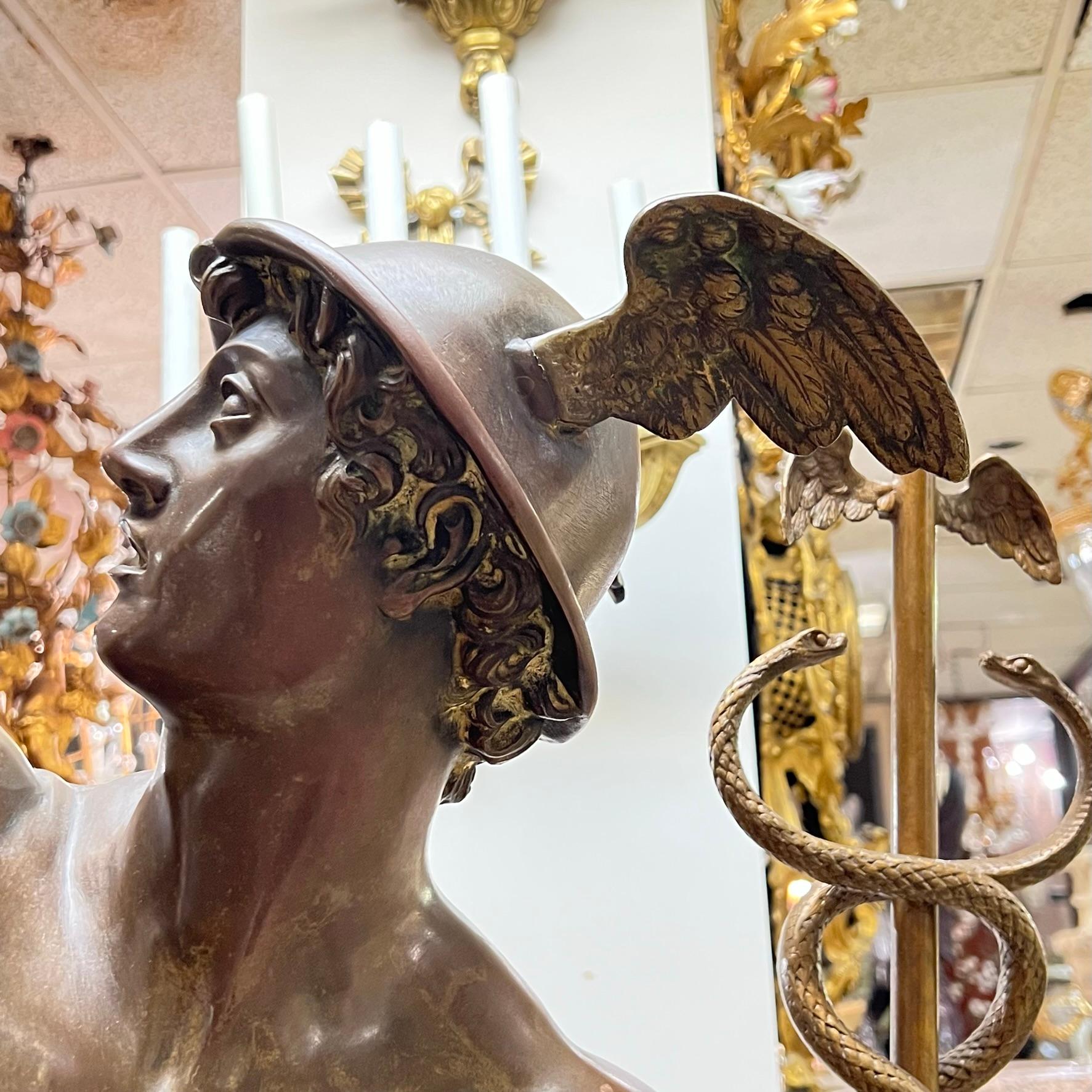Großer als lebensgroße Grand Tour Bronze-Quecksilberglasstatue Mercury-Statue nach Giambologna im Angebot 3