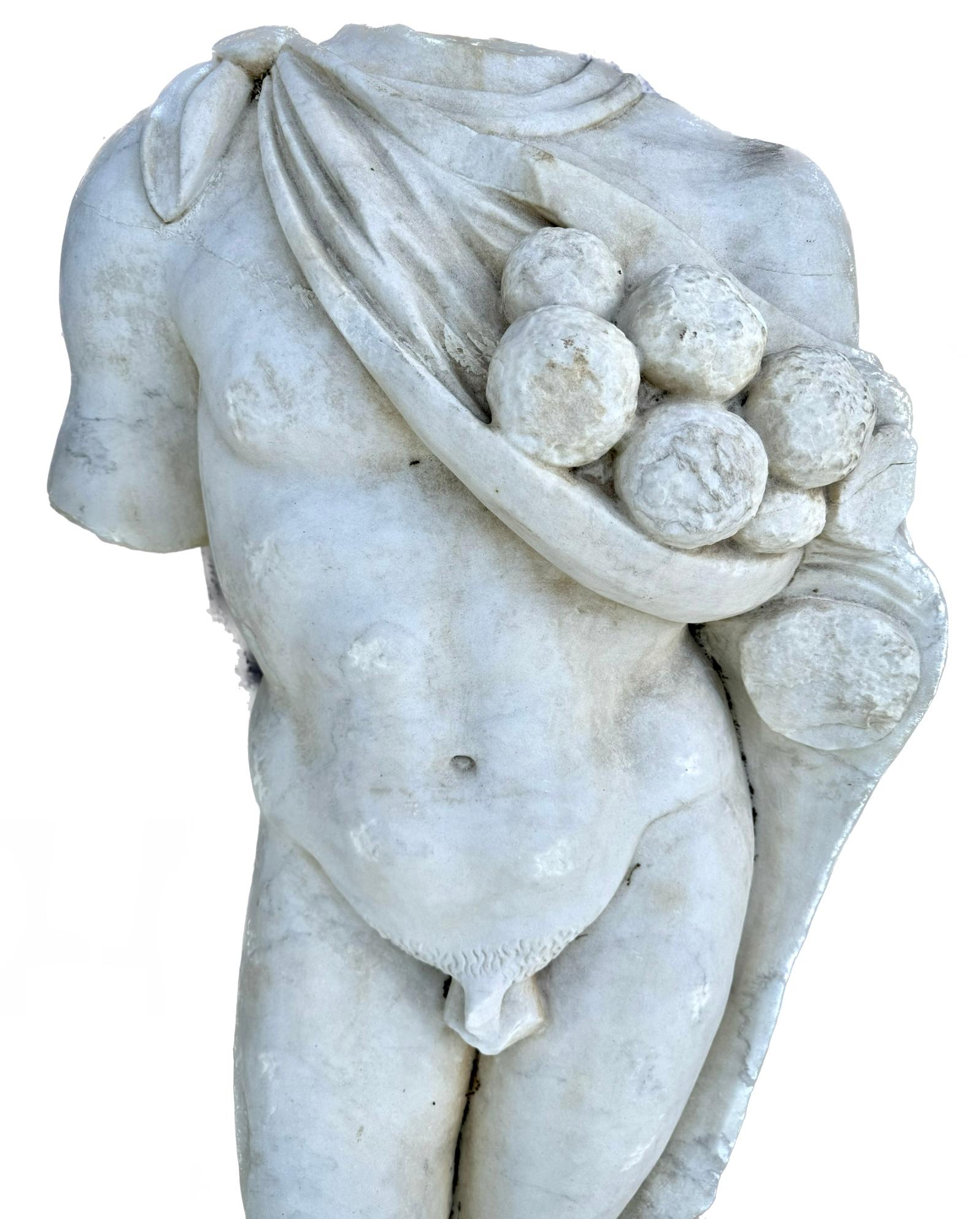 Larger Then Lifesize Marble Sculpture of Roman Male Torso For Sale 6