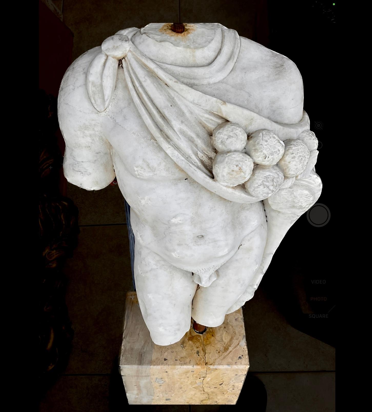 Larger Then Lifesize Marble Sculpture of Roman Male Torso For Sale 9
