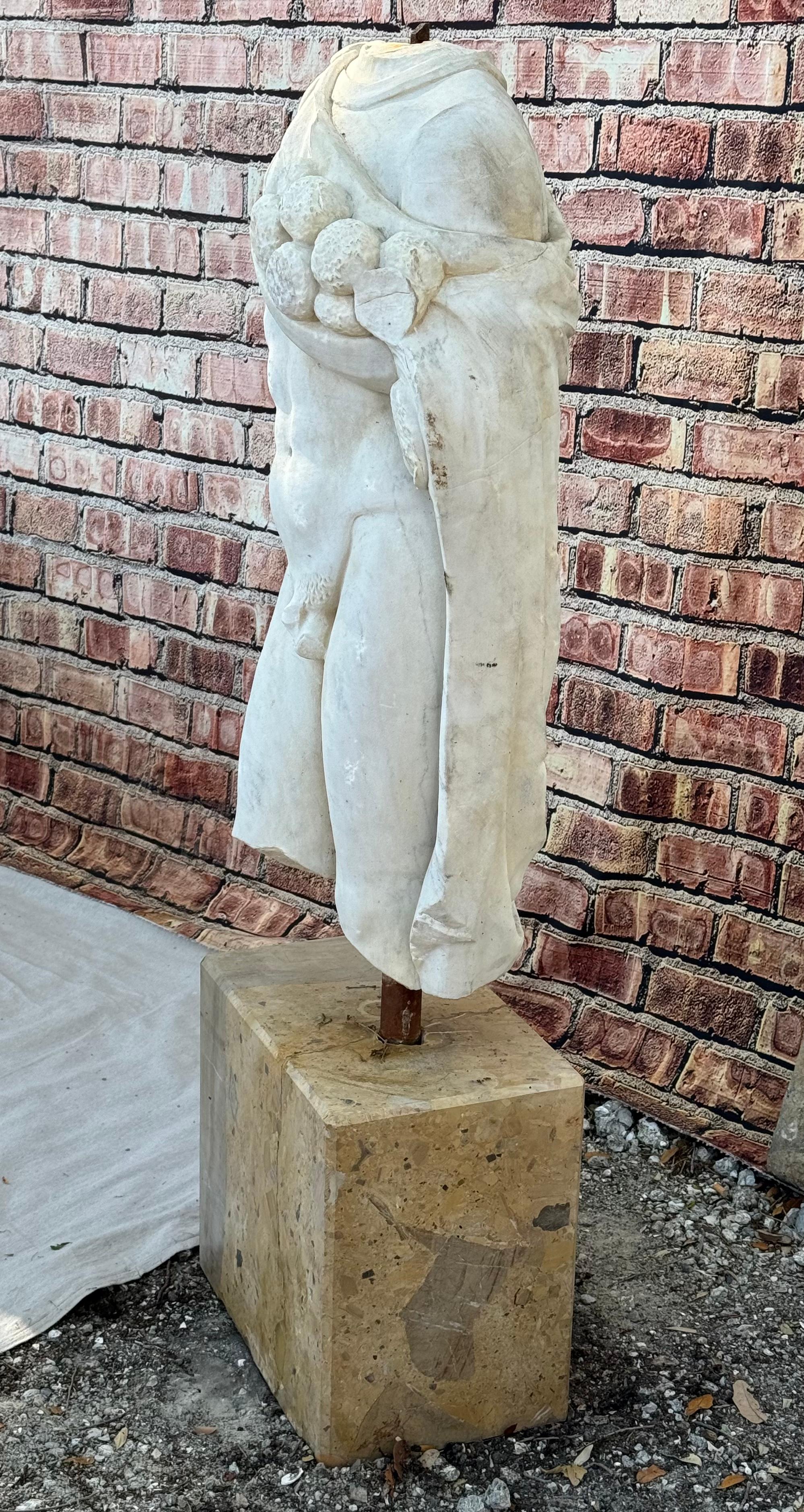 Larger Then Lifesize Marble Sculpture of Roman Male Torso For Sale 10