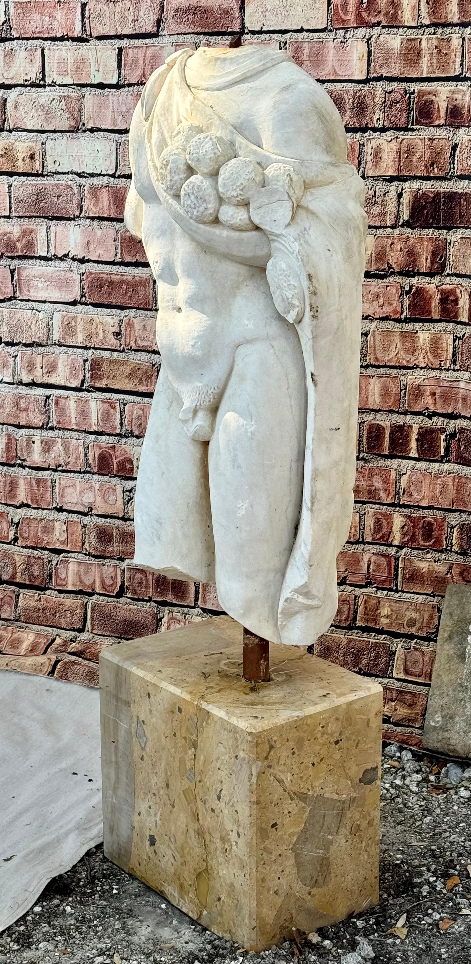 Larger Then Lifesize Marble Sculpture of Roman Male Torso For Sale 11