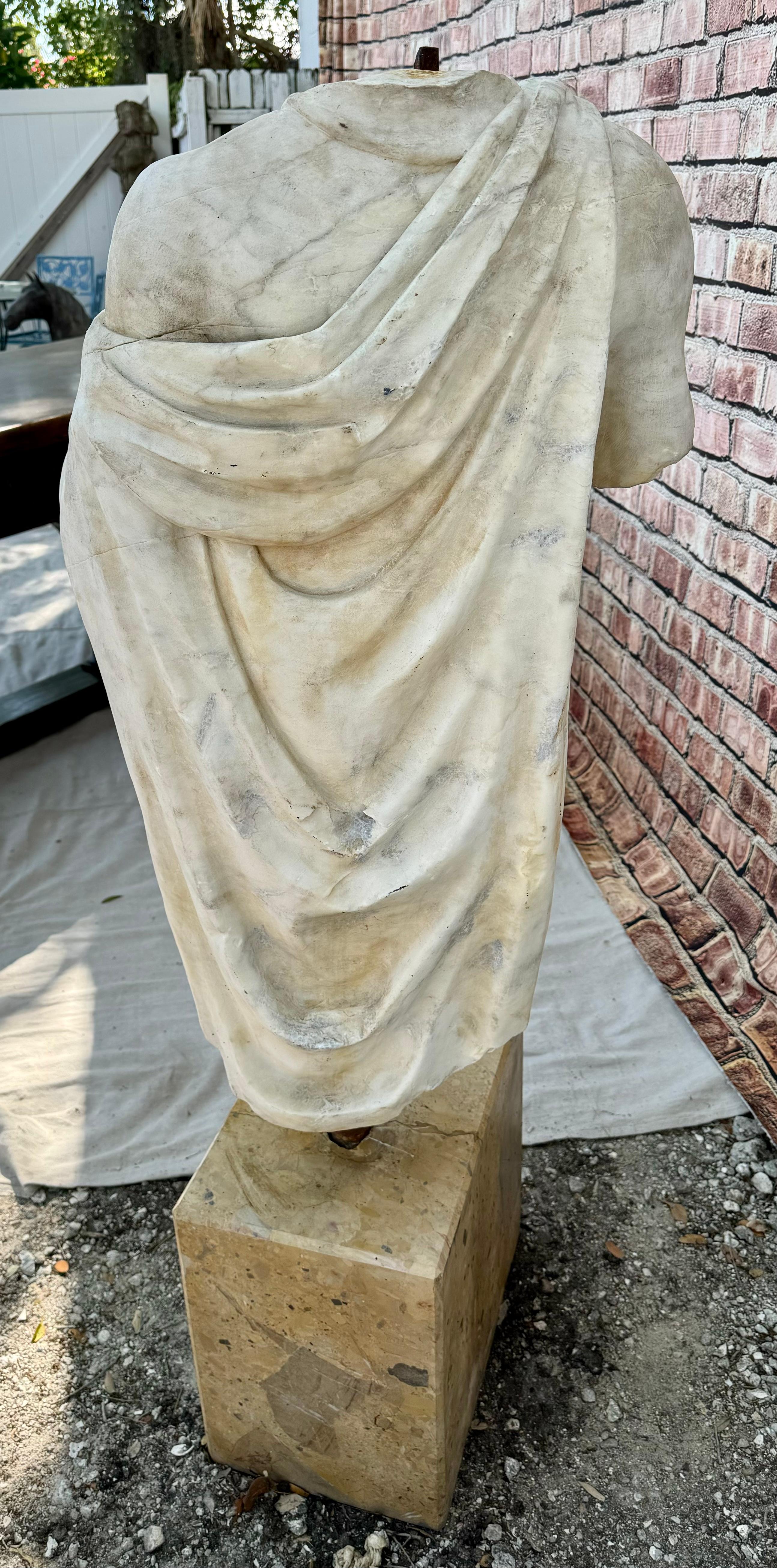 Larger Then Lifesize Marble Sculpture of Roman Male Torso For Sale 13