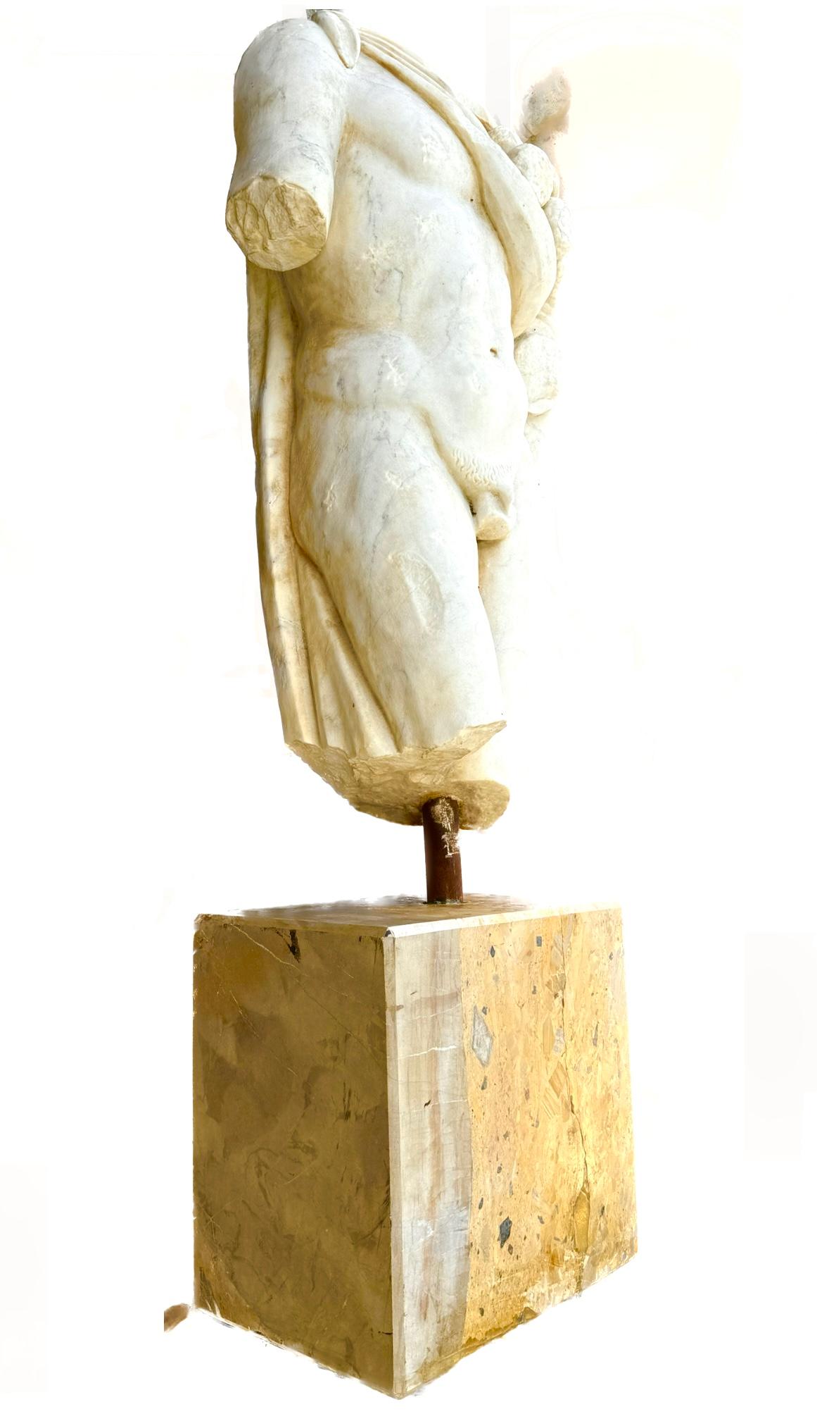 Larger Then Lifesize Marble Sculpture of Roman Male Torso For Sale 1