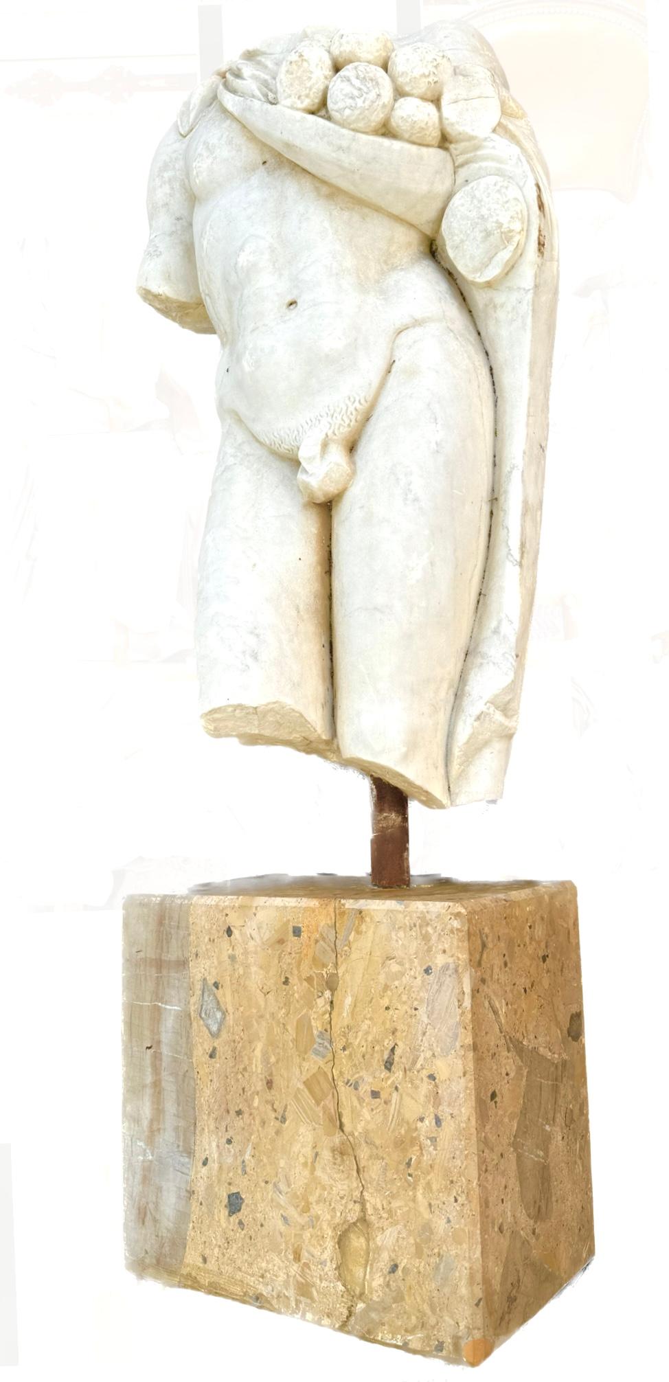 Larger Then Lifesize Marble Sculpture of Roman Male Torso For Sale 2