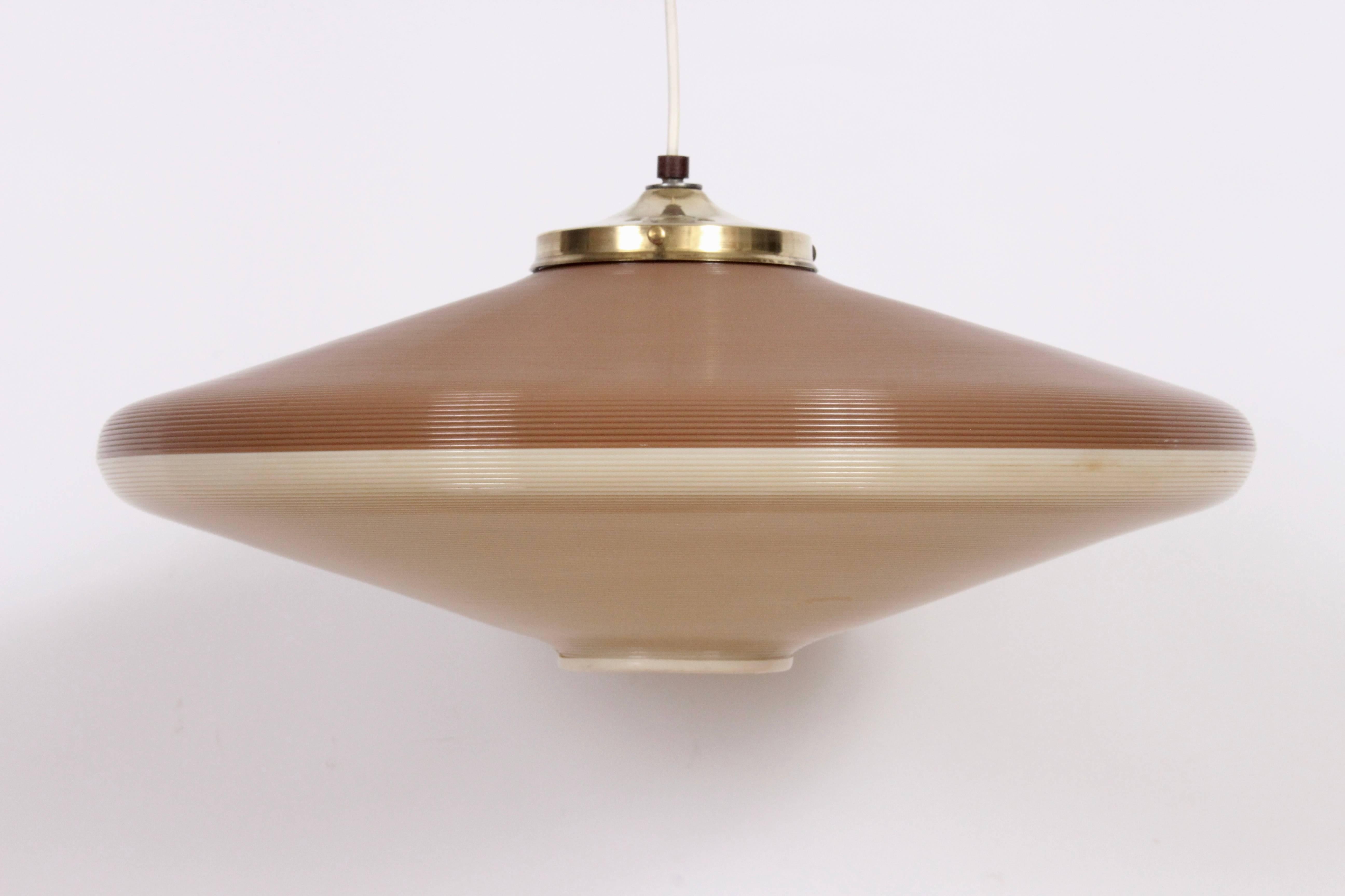 Larger Yasha Heifetz for Rotaflex Neutral Two-Tone Saucer Hanging Pendant 2