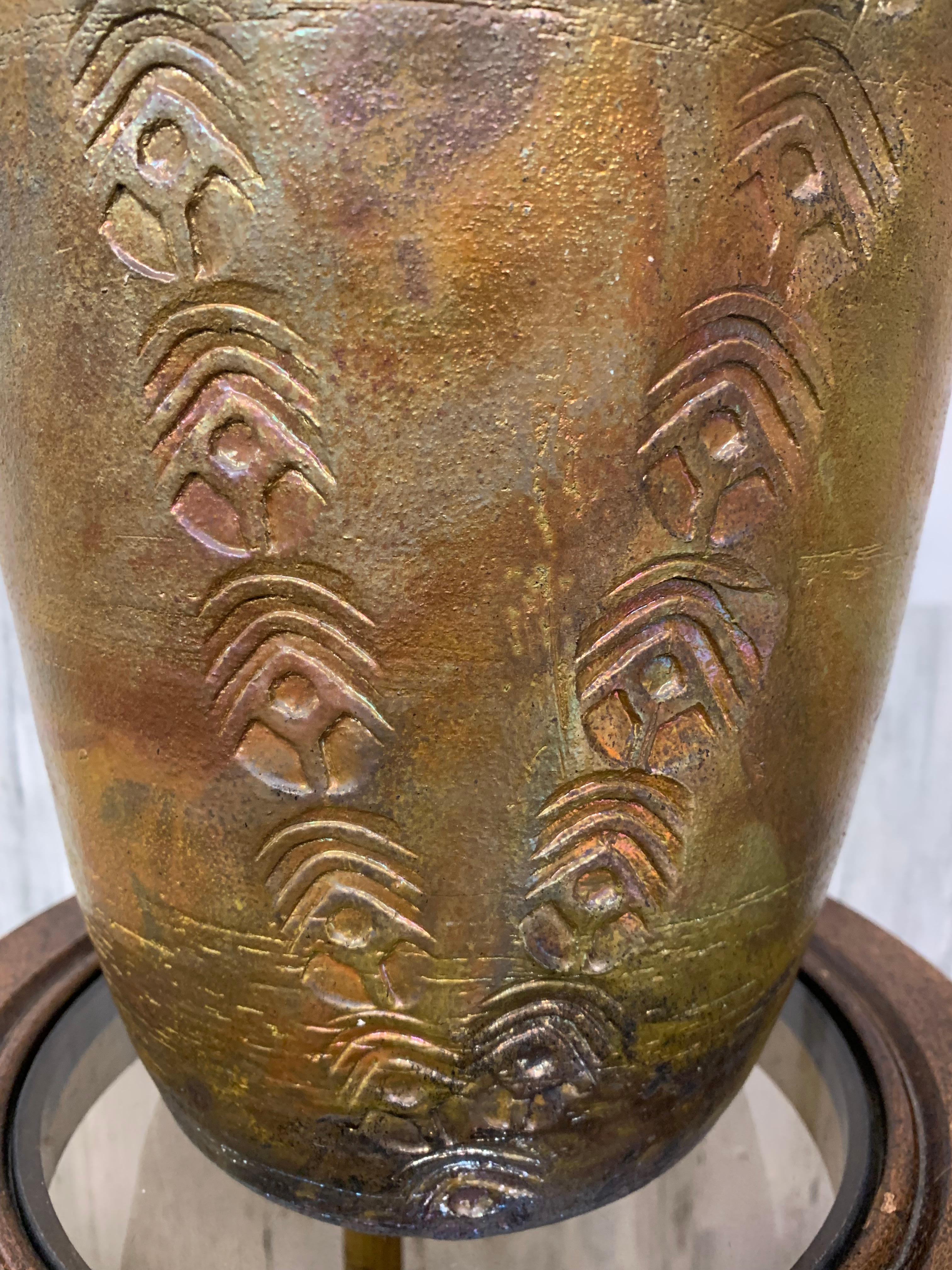 Grande vaso cotto in Raku di Fernande Beland in vendita 3