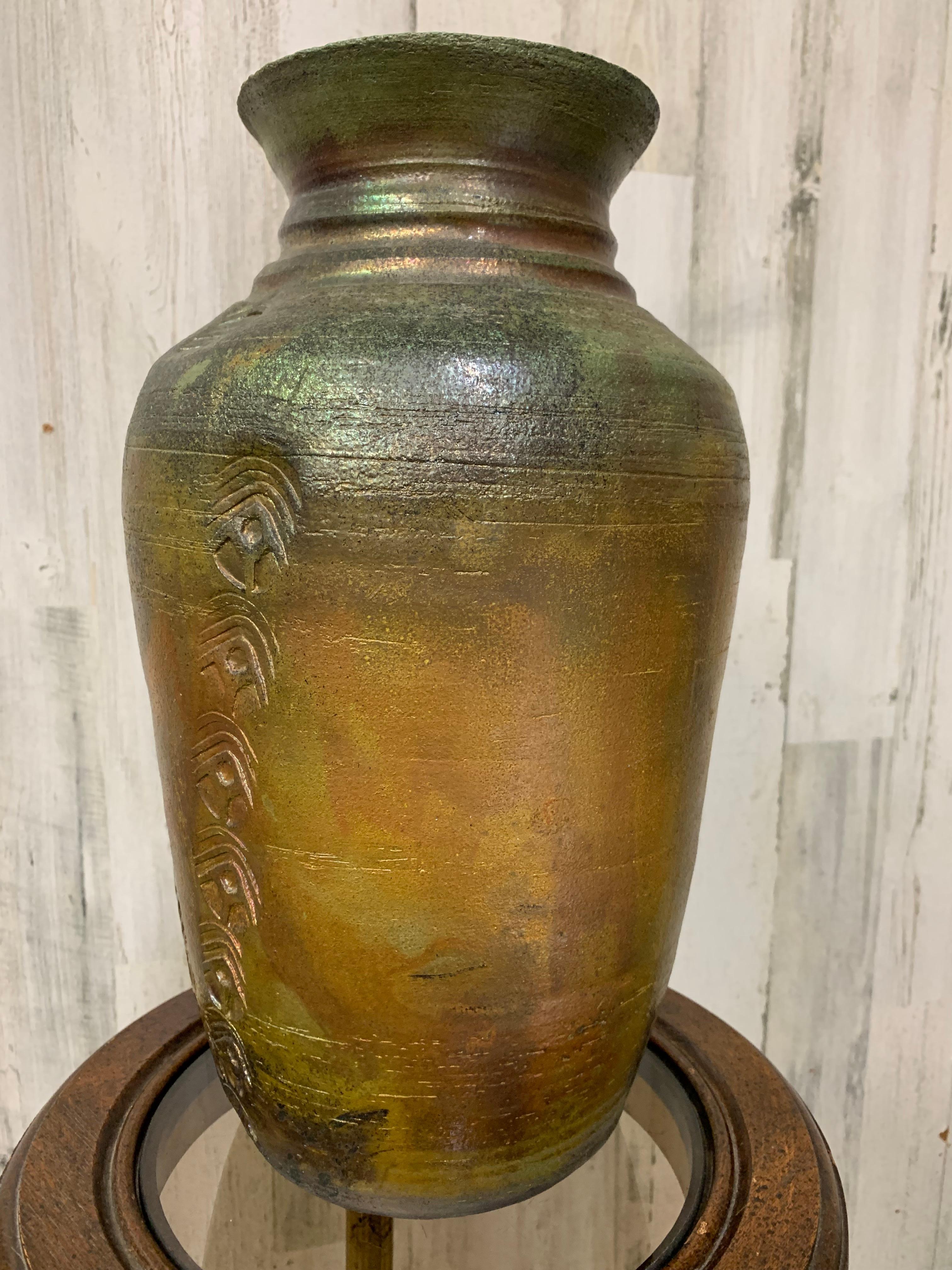 Grande vaso cotto in Raku di Fernande Beland in vendita 4