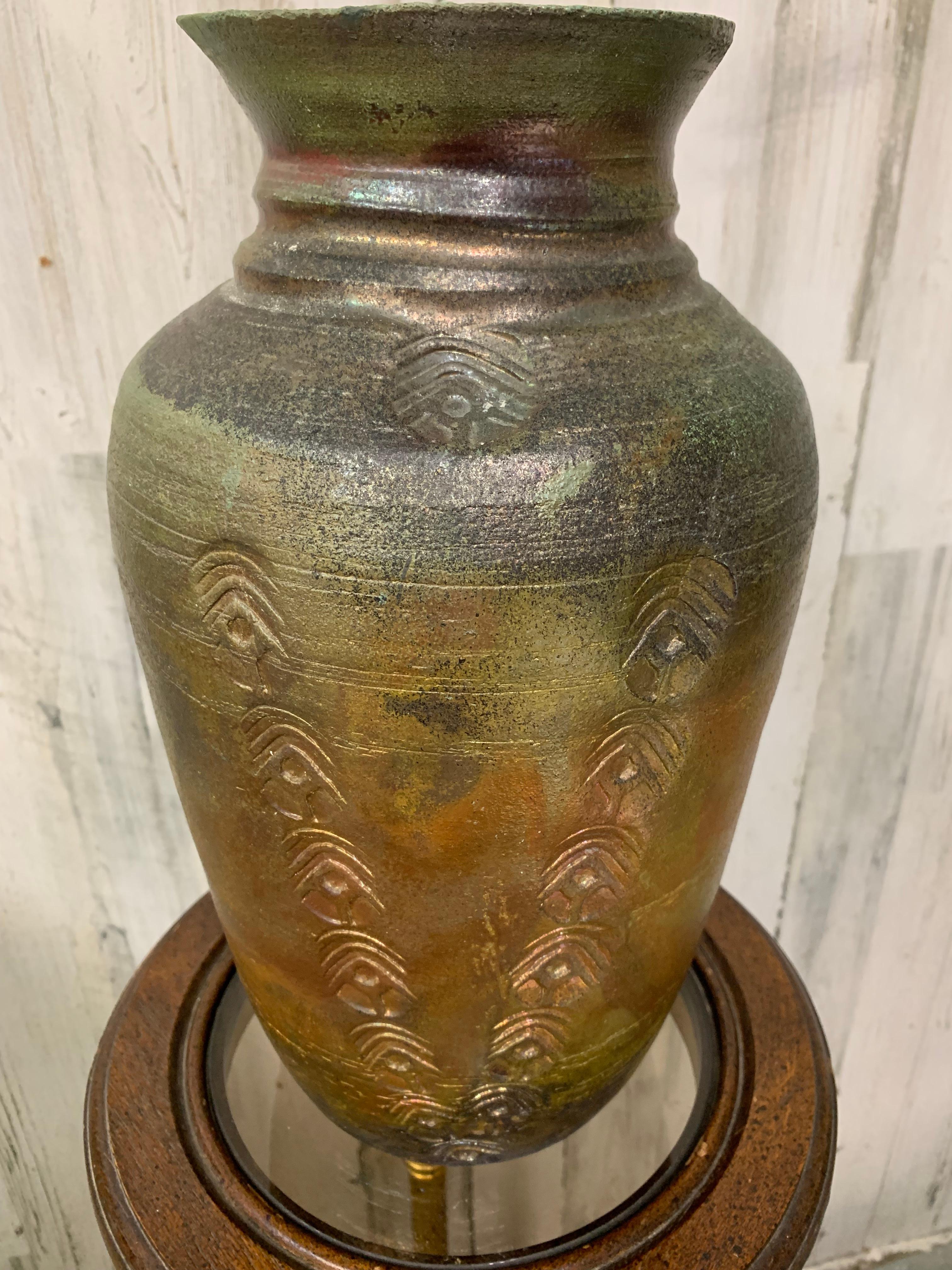 Grande vaso cotto in Raku di Fernande Beland in vendita 1