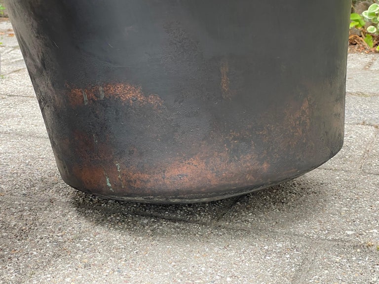 Largest Antique Galvanized Copper and Iron Firewood Bucket