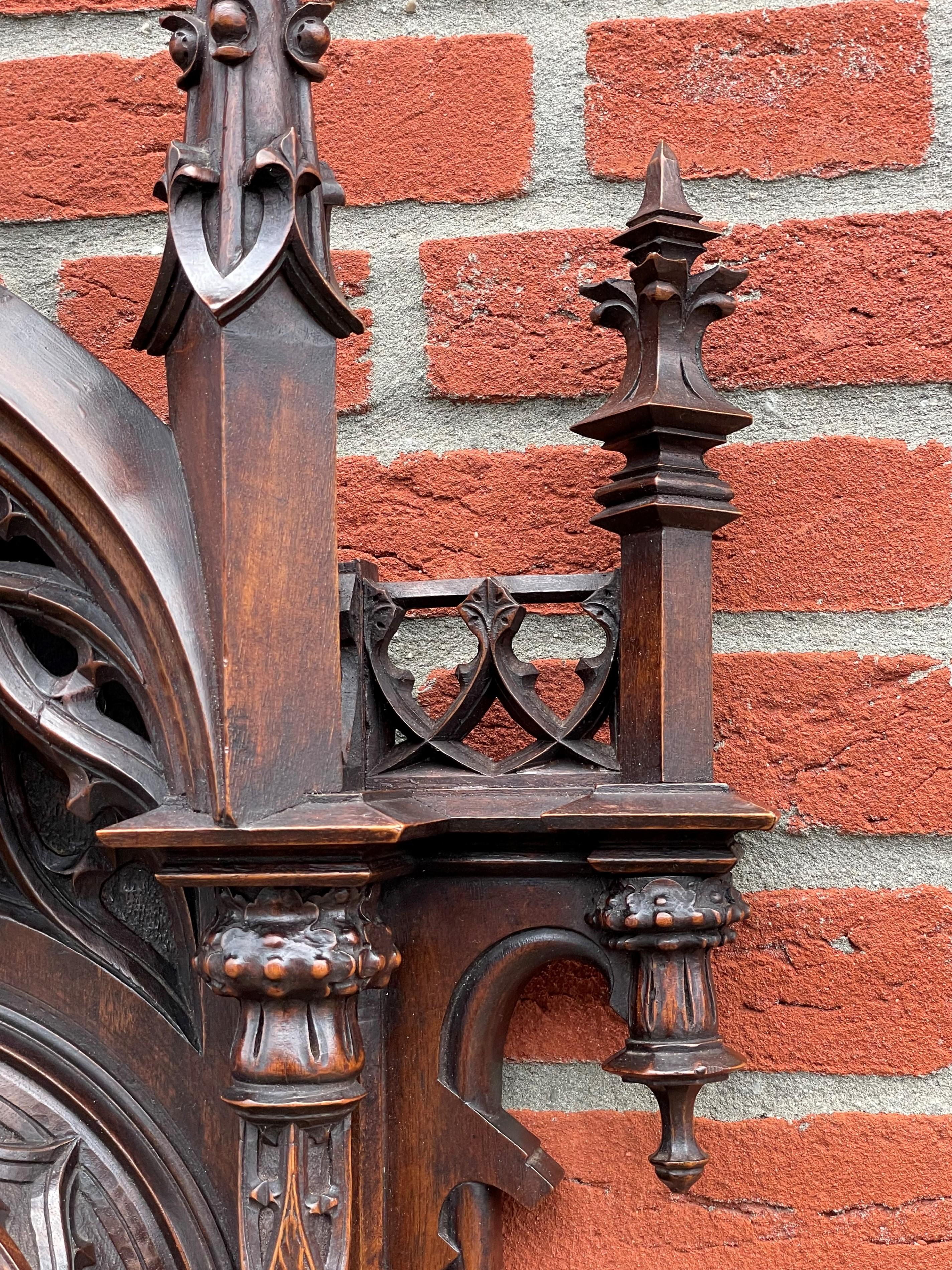 Größtes antikes & hochwertiges handgeschnitztes Barometer & Thermometer der Gotik-Revival-Zeit im Angebot 2