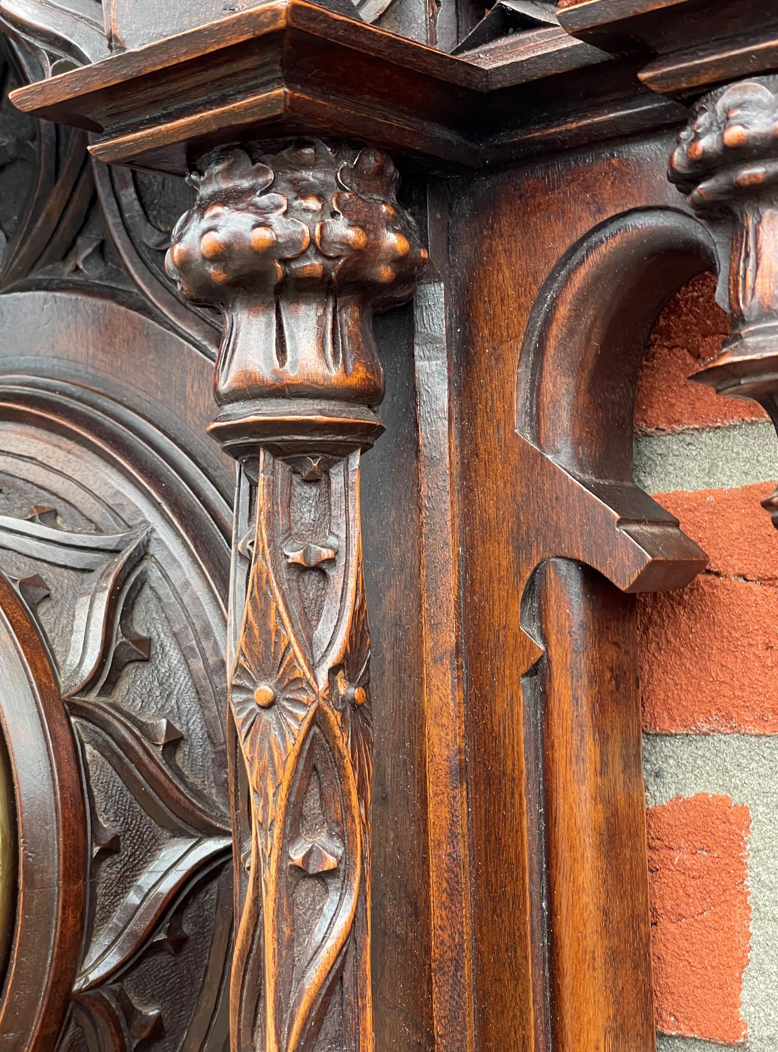 Größtes antikes & hochwertiges handgeschnitztes Barometer & Thermometer der Gotik-Revival-Zeit im Angebot 3