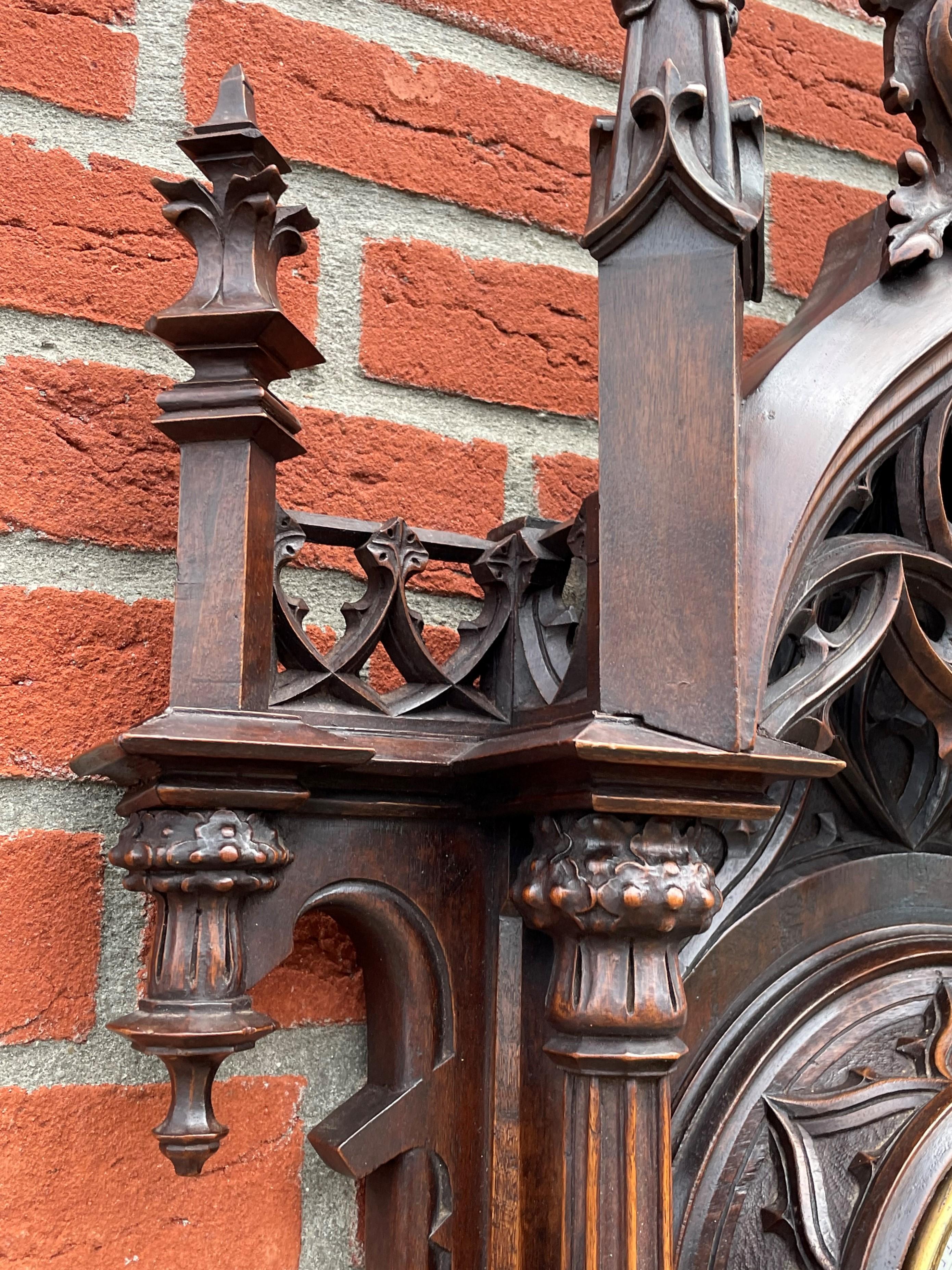 Größtes antikes & hochwertiges handgeschnitztes Barometer & Thermometer der Gotik-Revival-Zeit im Angebot 4