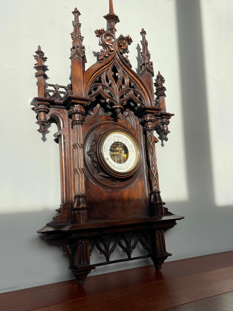 Largest Antique and Top Quality Hand Carved Gothic Revival Barometer ...