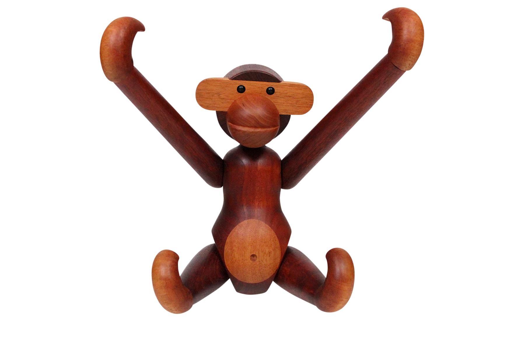 Large monkey by Kay Bojesen. Originally designed, 1951.

Kay Bojesen’s monkey comprises 31 parts and is made of limba wood and sustainable teak. Each one is produced in Denmark, and is absolutely unique.