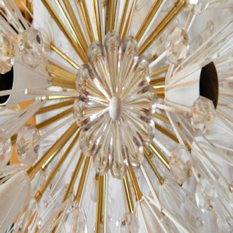 Mid-Century Modern Largest Emil Stejnar Snowflake Chandelier Brass & Glass Austria  For Sale