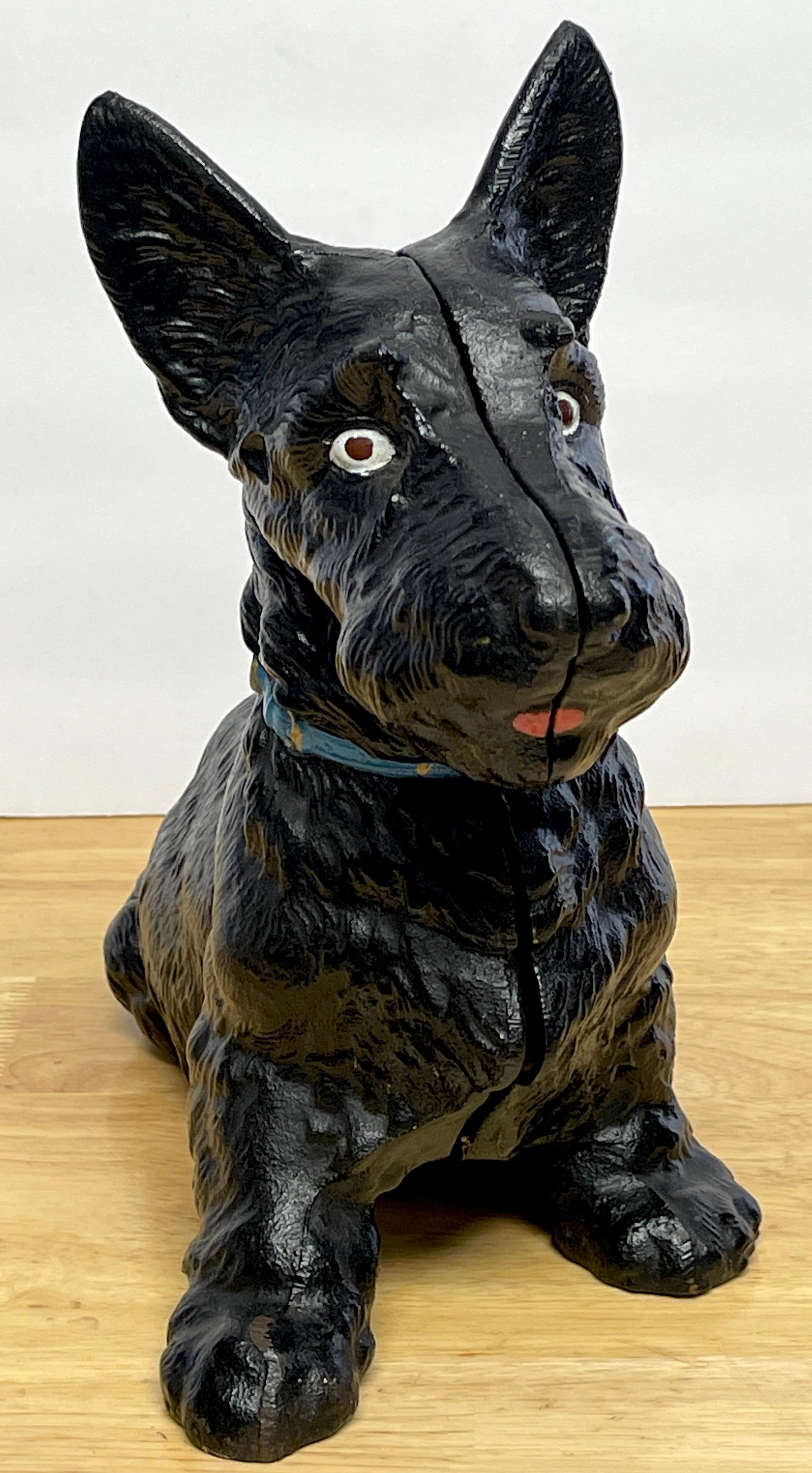 American Largest Hubley Seated Scotty with Collar Doorstop For Sale