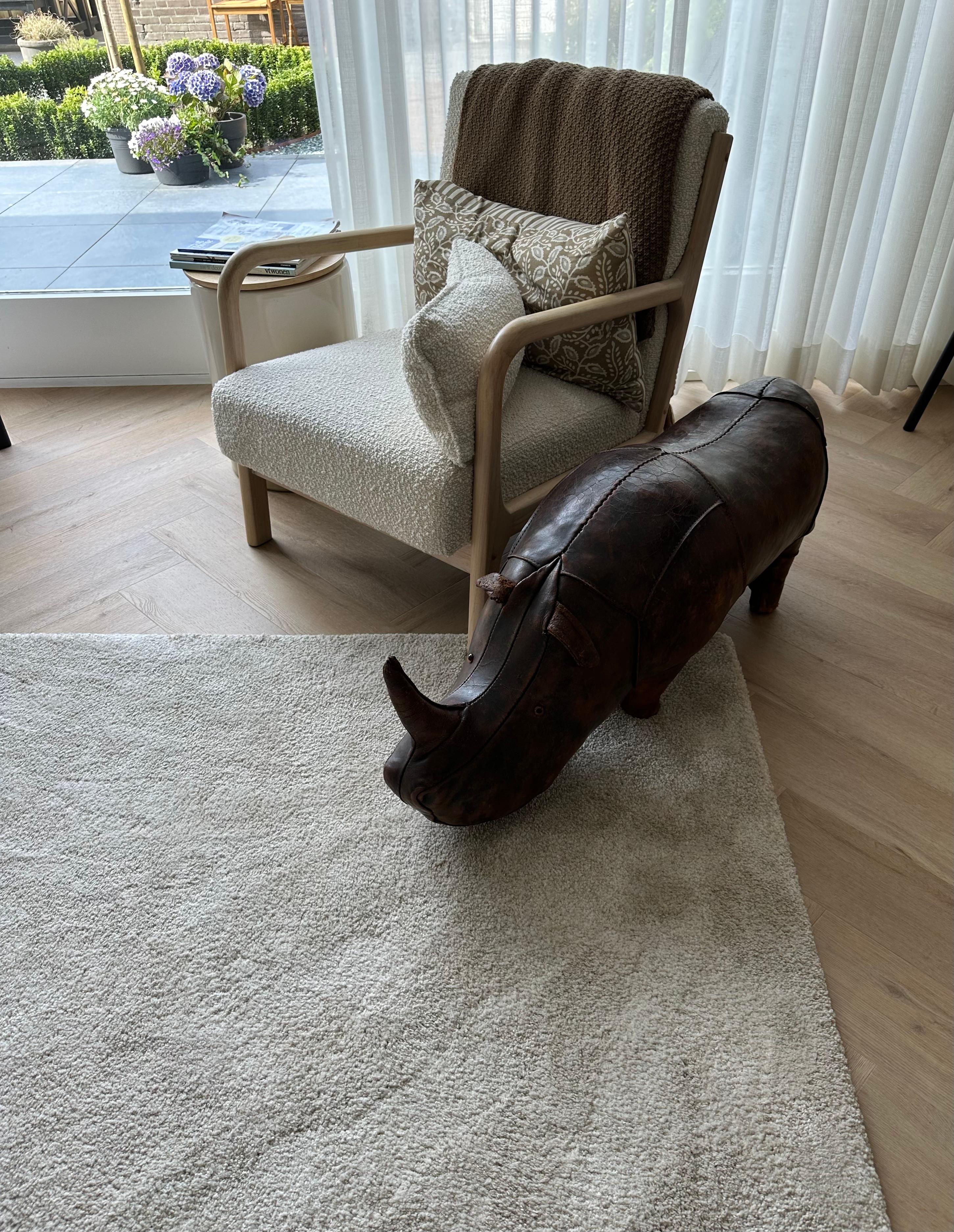 Largest Leather Rhino Stool by Dimitri Omersa for Abercrombie & Fitch, Signed For Sale 3