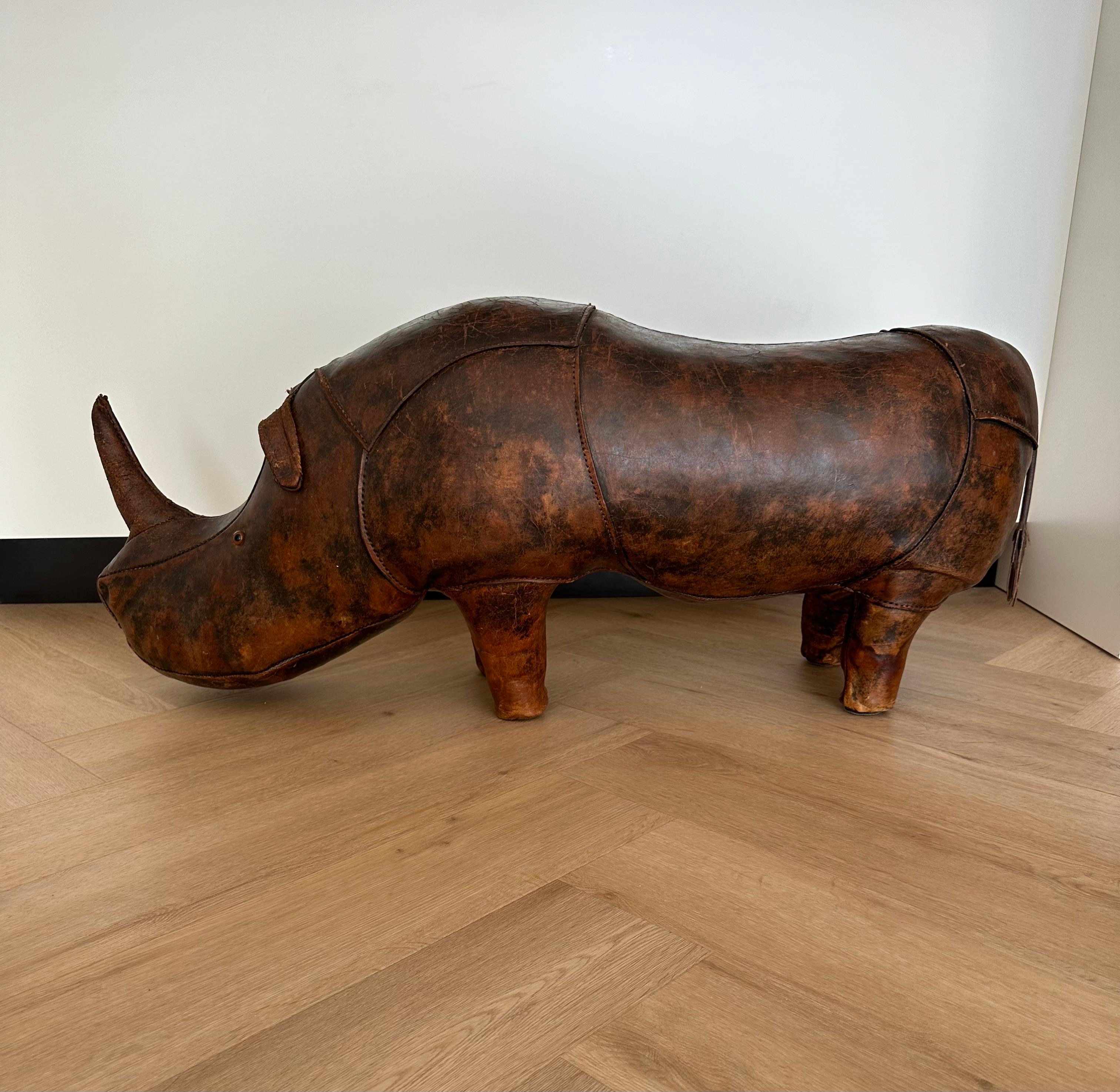 Largest Leather Rhino Stool by Dimitri Omersa for Abercrombie & Fitch, Signed For Sale 12