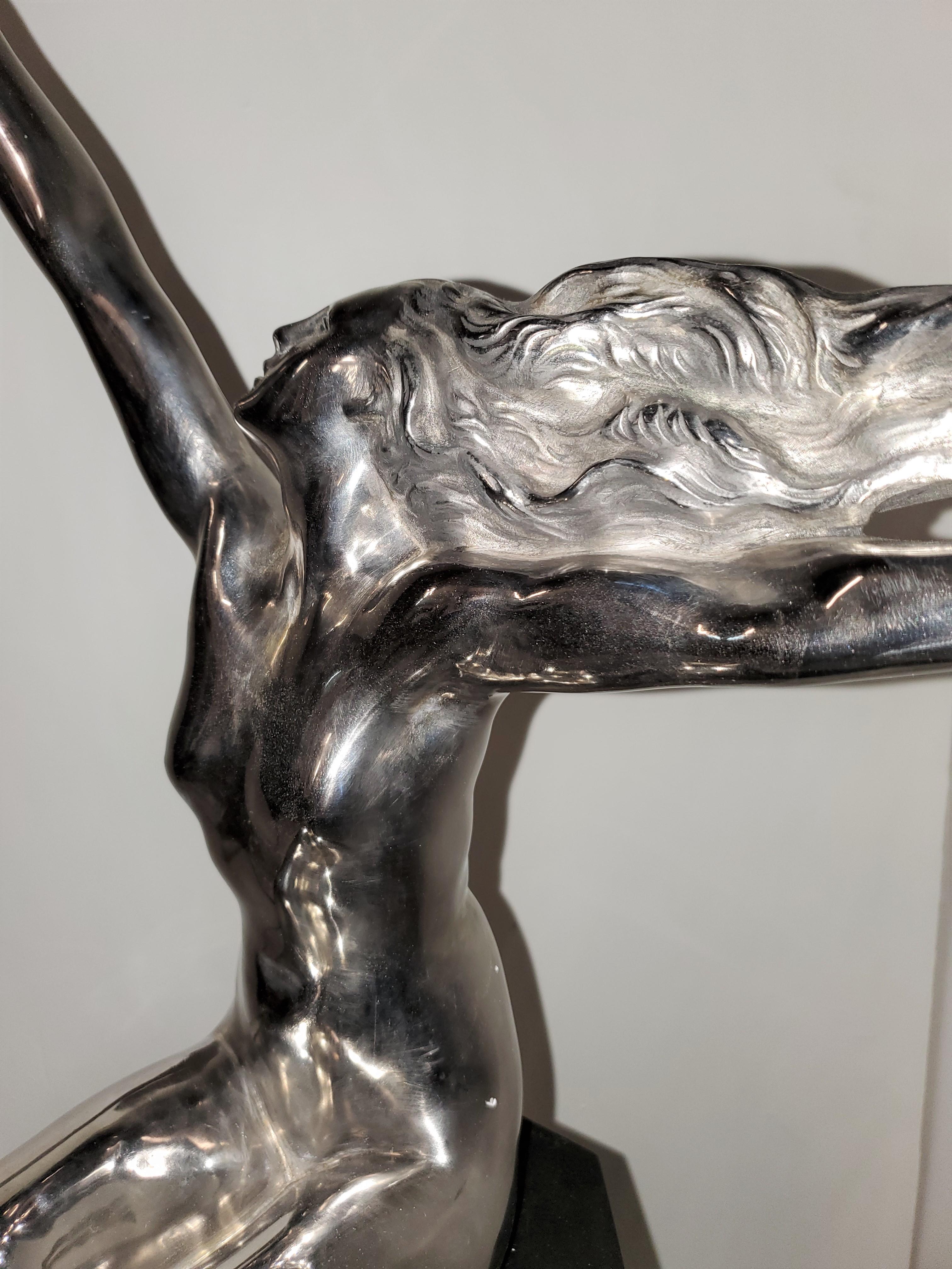 Original-Art-Déco-Skulptur Gennarelli aus vernickelter Bronze in höchster Größe, Gennarelli im Angebot 12