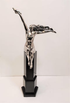 Largest Size Made Original Art Deco Nickeled Bronze Sculpture Gennarelli